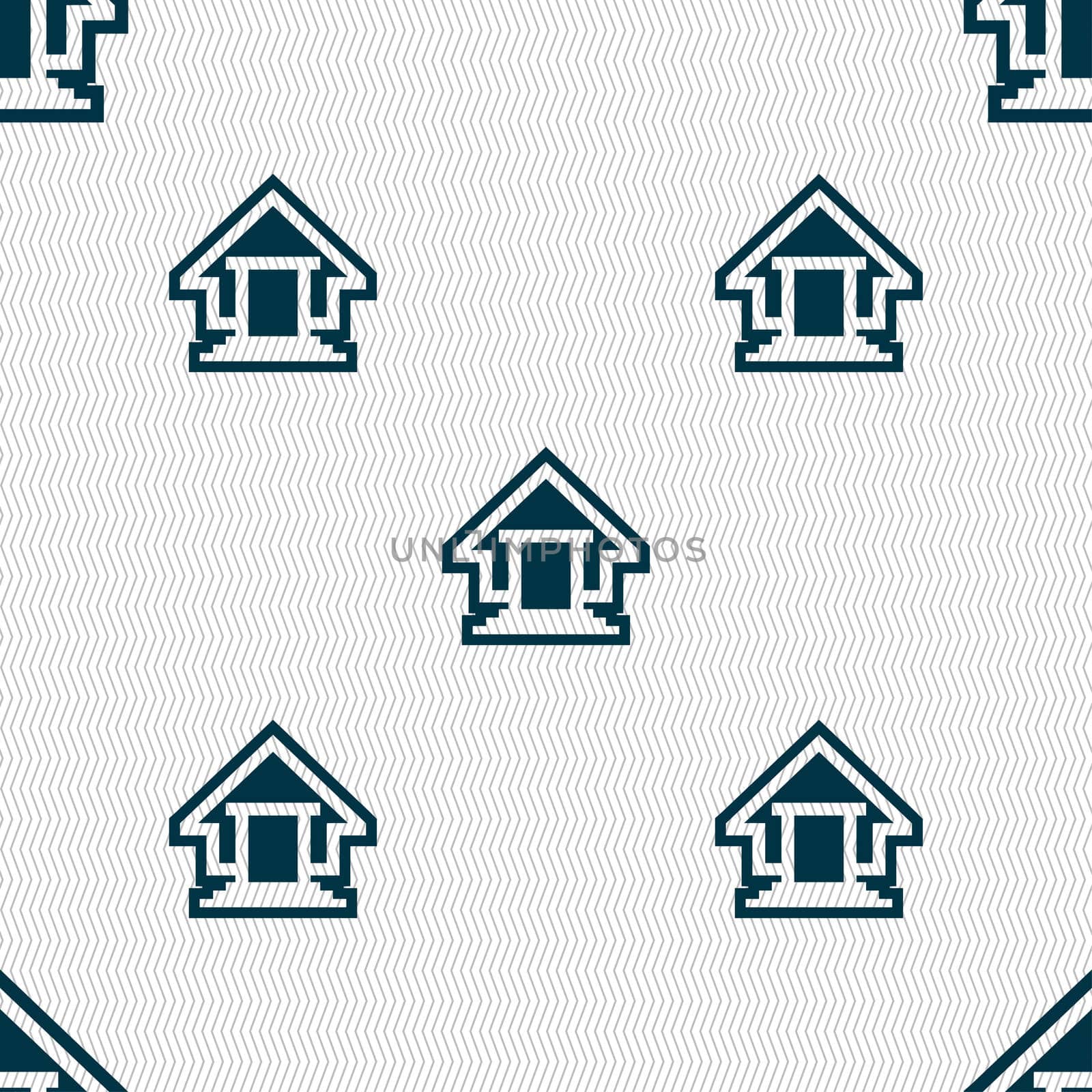 House icon sign. Seamless pattern with geometric texture. illustration