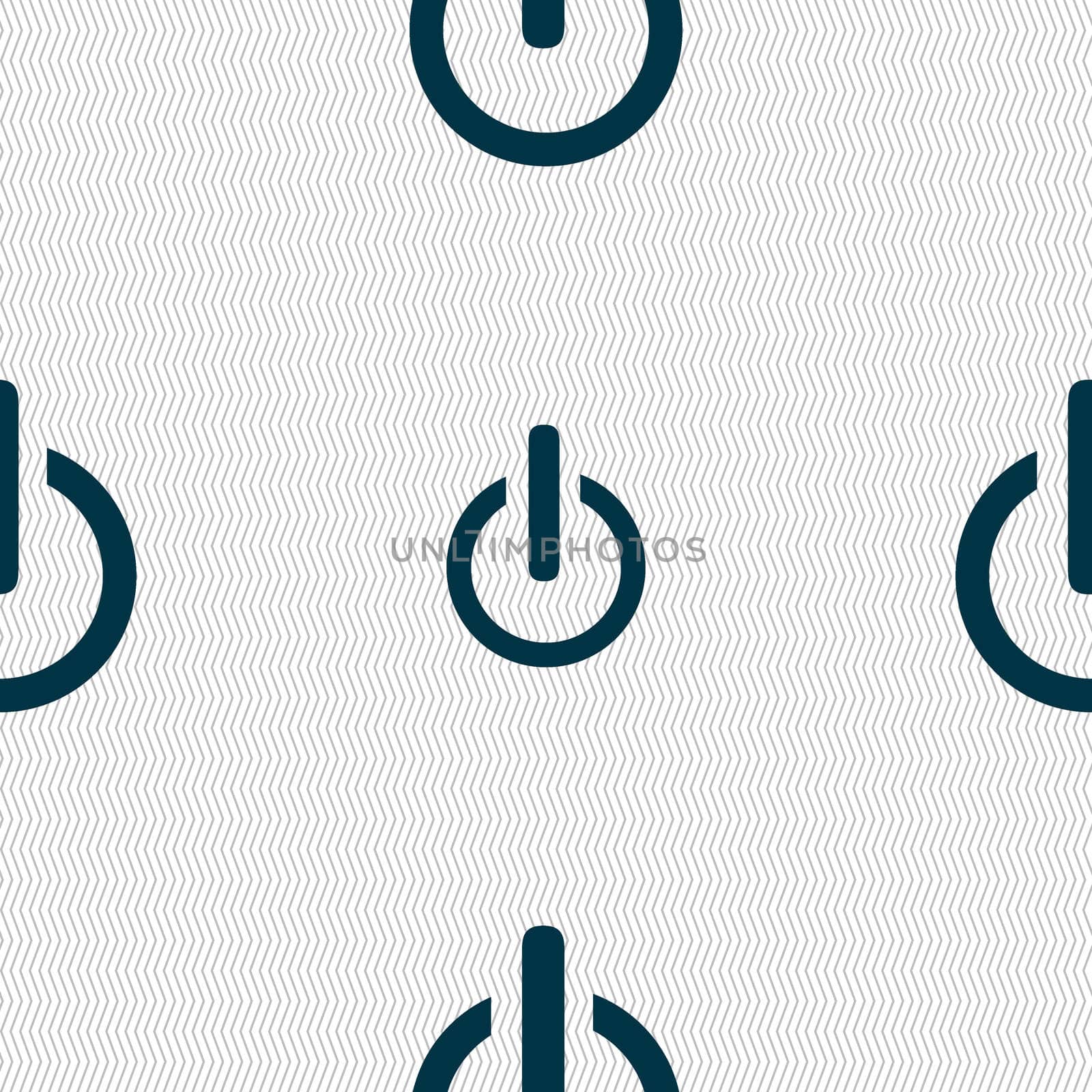 Power sign icon. Switch on symbol. Seamless abstract background with geometric shapes. illustration