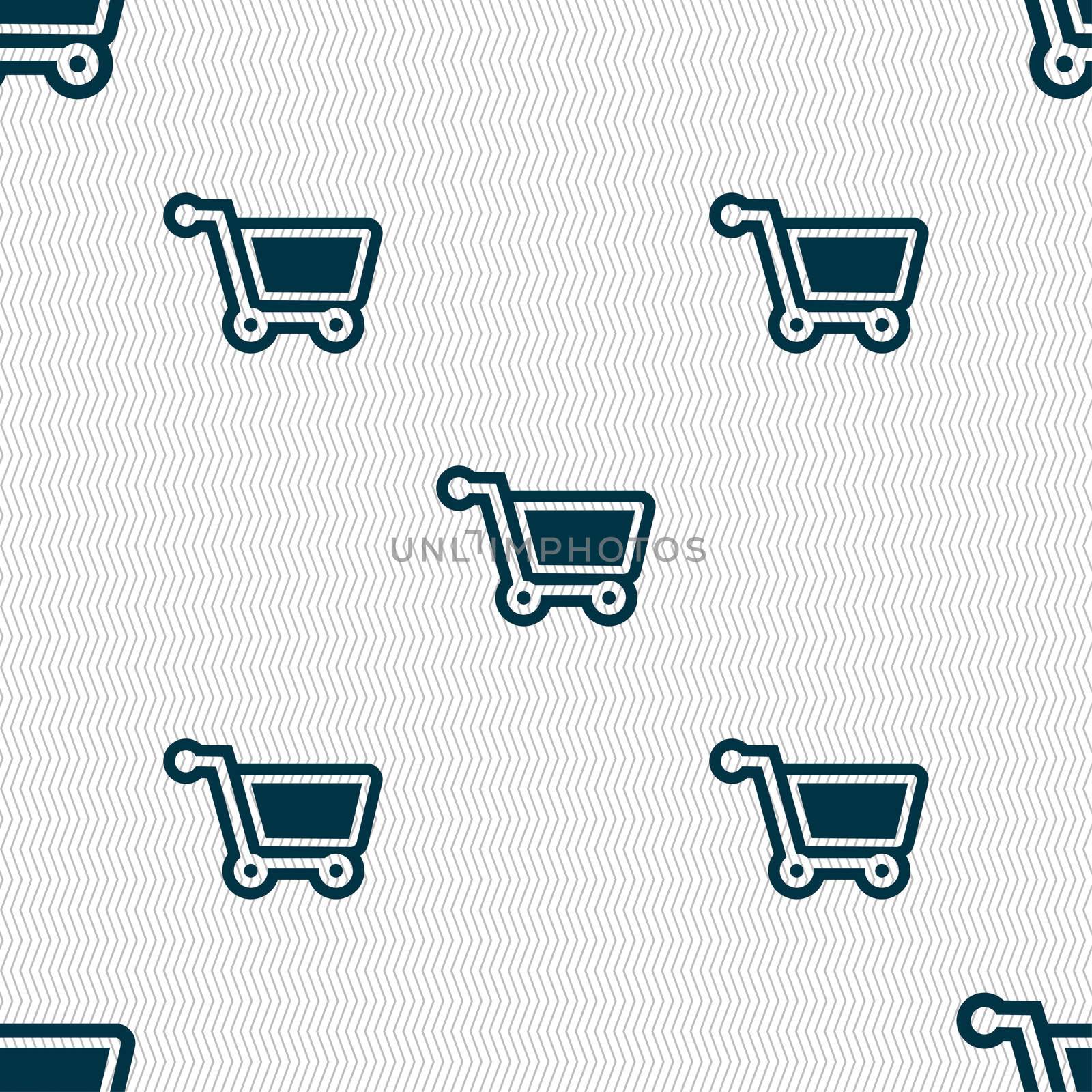 shopping cart icon sign. Seamless pattern with geometric texture. illustration