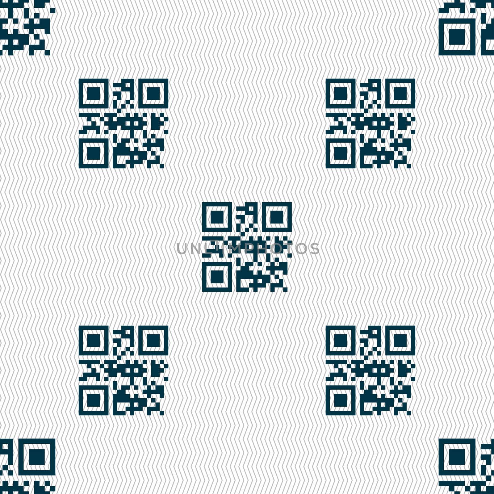 Qr code icon sign. Seamless pattern with geometric texture. illustration