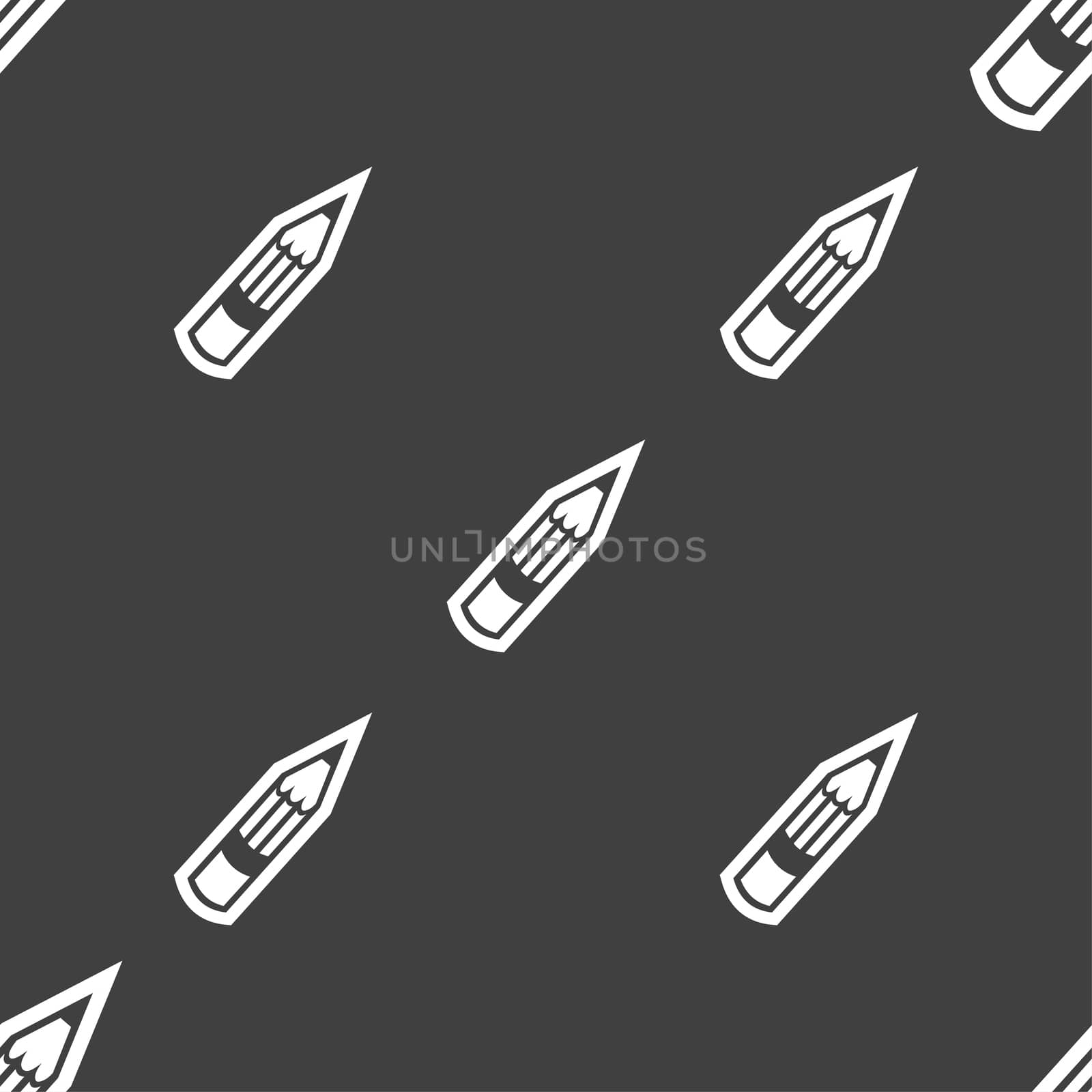 Pencil icon sign. Seamless pattern on a gray background. illustration