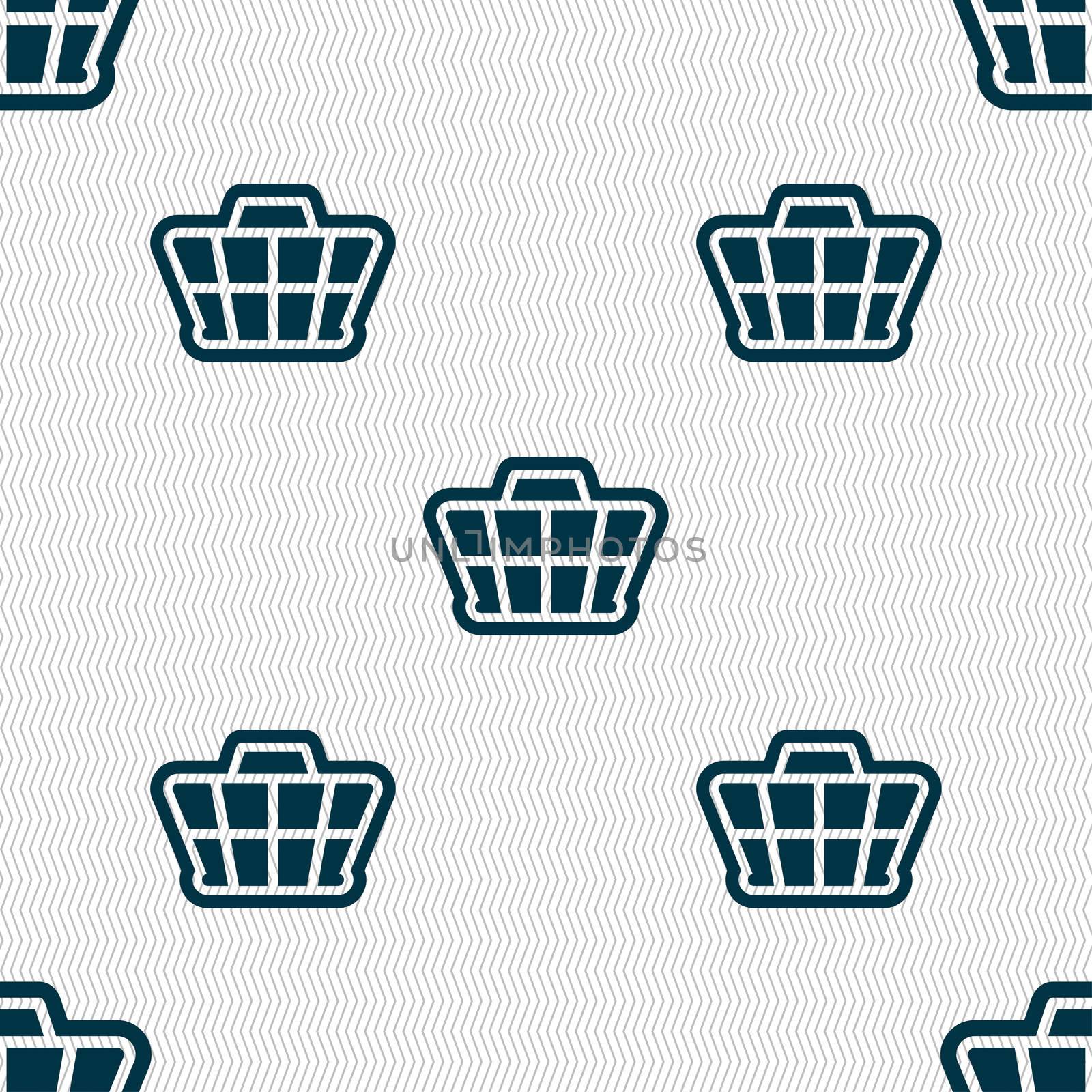 Shopping Cart icon sign. Seamless pattern with geometric texture. illustration