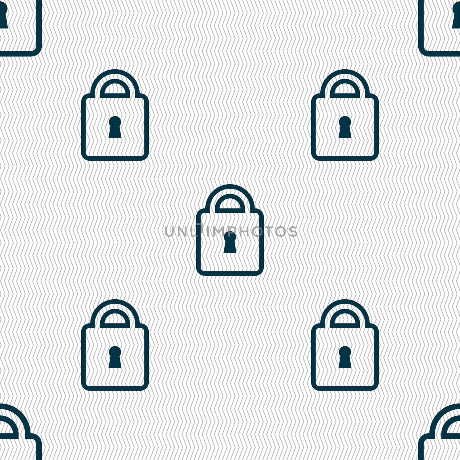 Lock icon sign. Seamless pattern with geometric texture. illustration