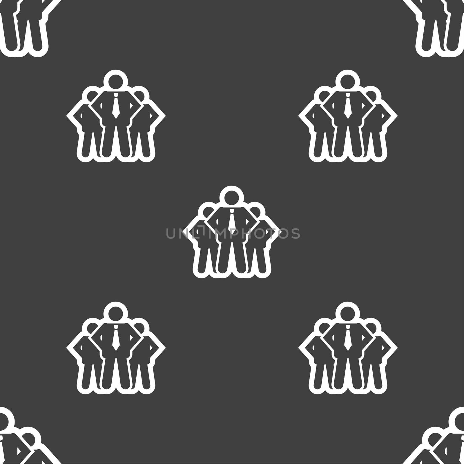 business team icon sign. Seamless pattern on a gray background.  by serhii_lohvyniuk