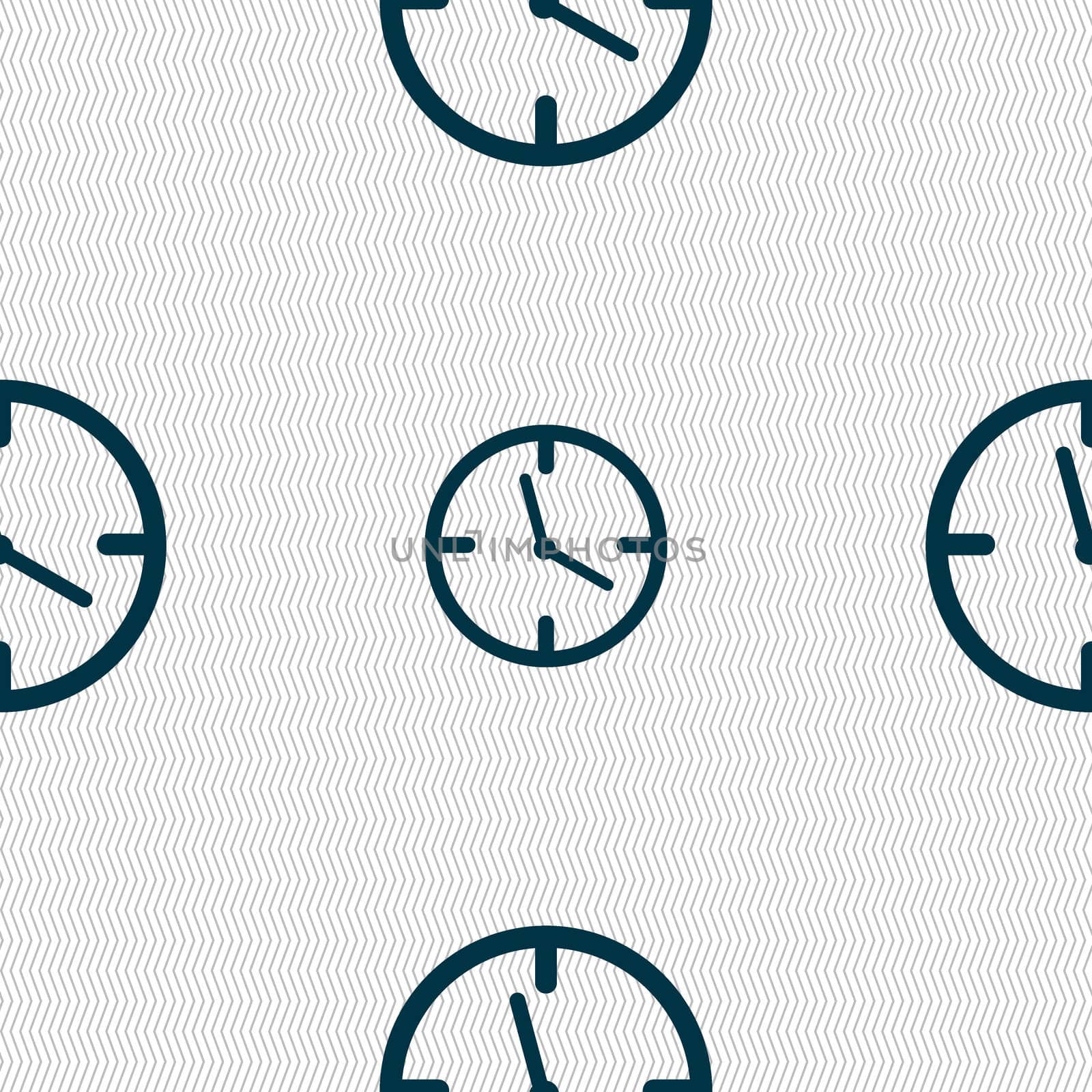 Clock time sign icon. Mechanical watch symbol. Seamless abstract background with geometric shapes. illustration