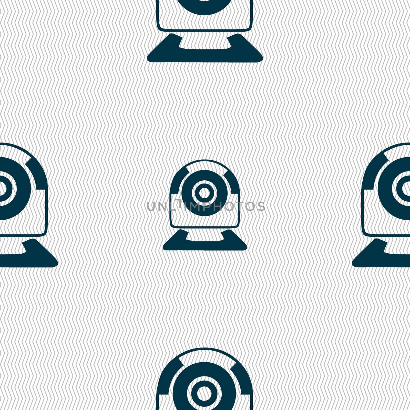 Webcam sign icon. Web video chat symbol. Camera chat. Seamless abstract background with geometric shapes. illustration