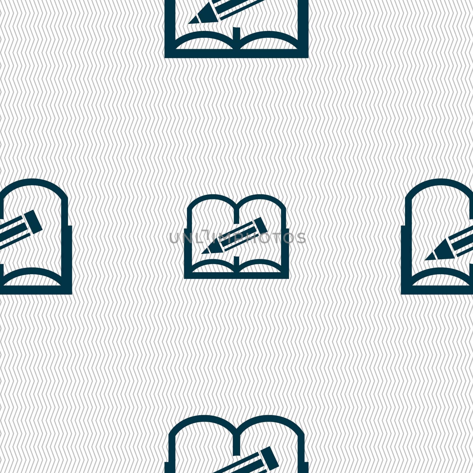 Book sign icon. Open book symbol. Seamless abstract background with geometric shapes.  by serhii_lohvyniuk