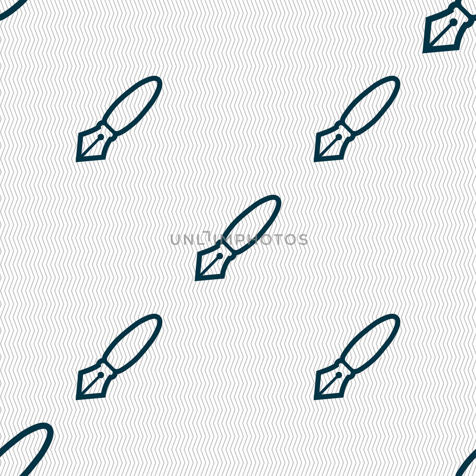 Pen icon sign. Seamless pattern with geometric texture. illustration