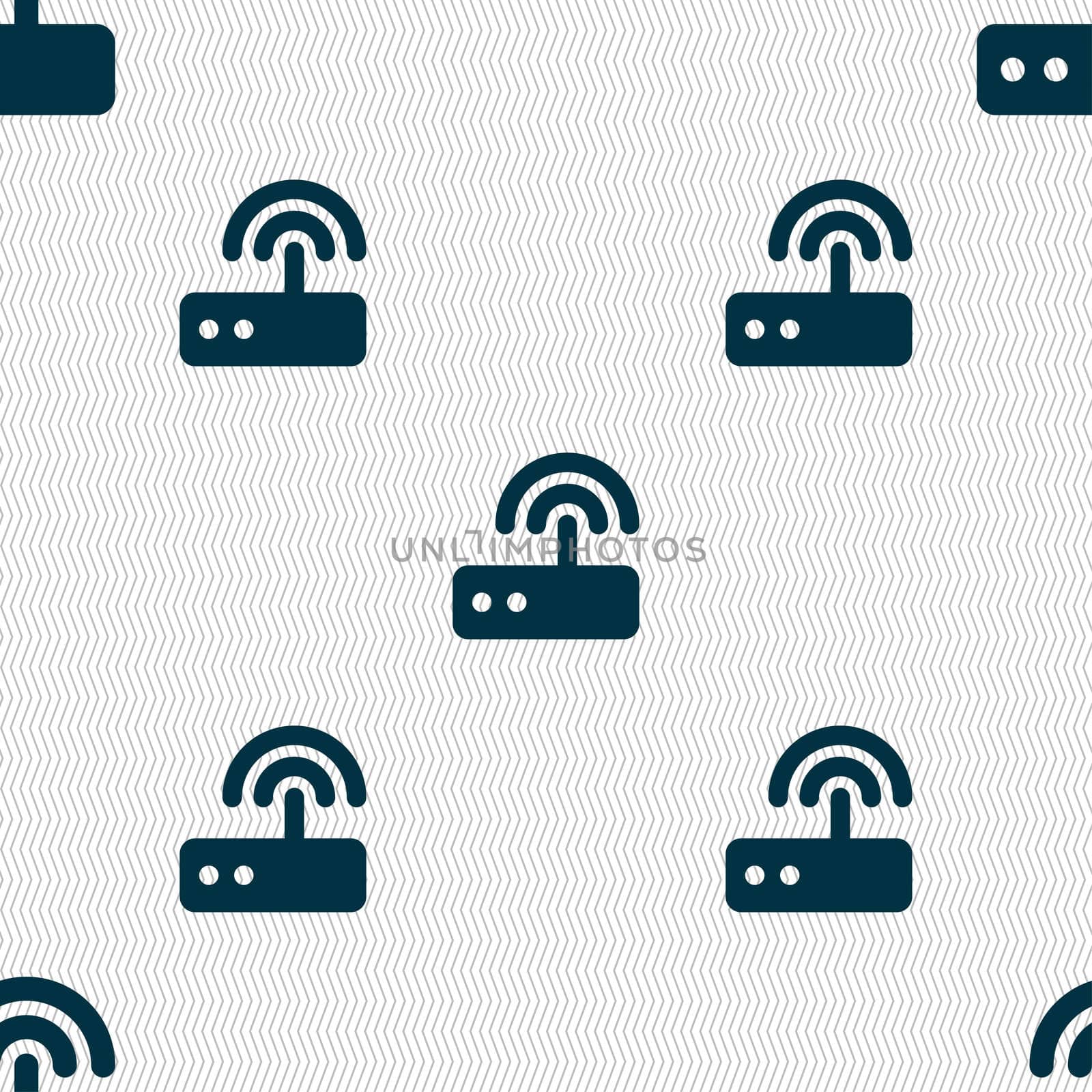 Wi fi router icon sign. Seamless pattern with geometric texture. illustration