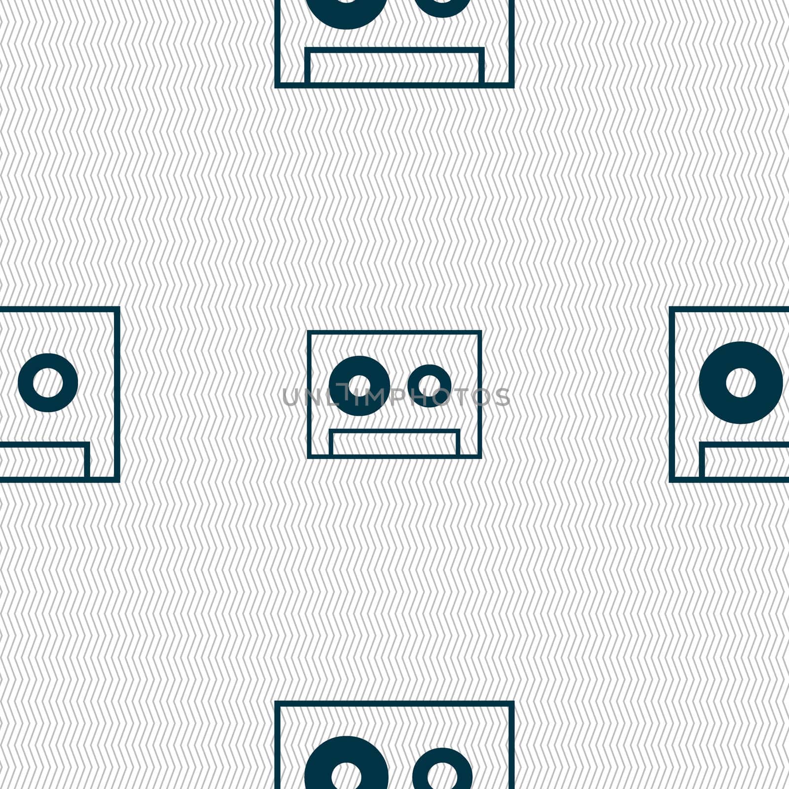 cassette sign icon. Audiocassette symbol. Seamless abstract background with geometric shapes.  by serhii_lohvyniuk