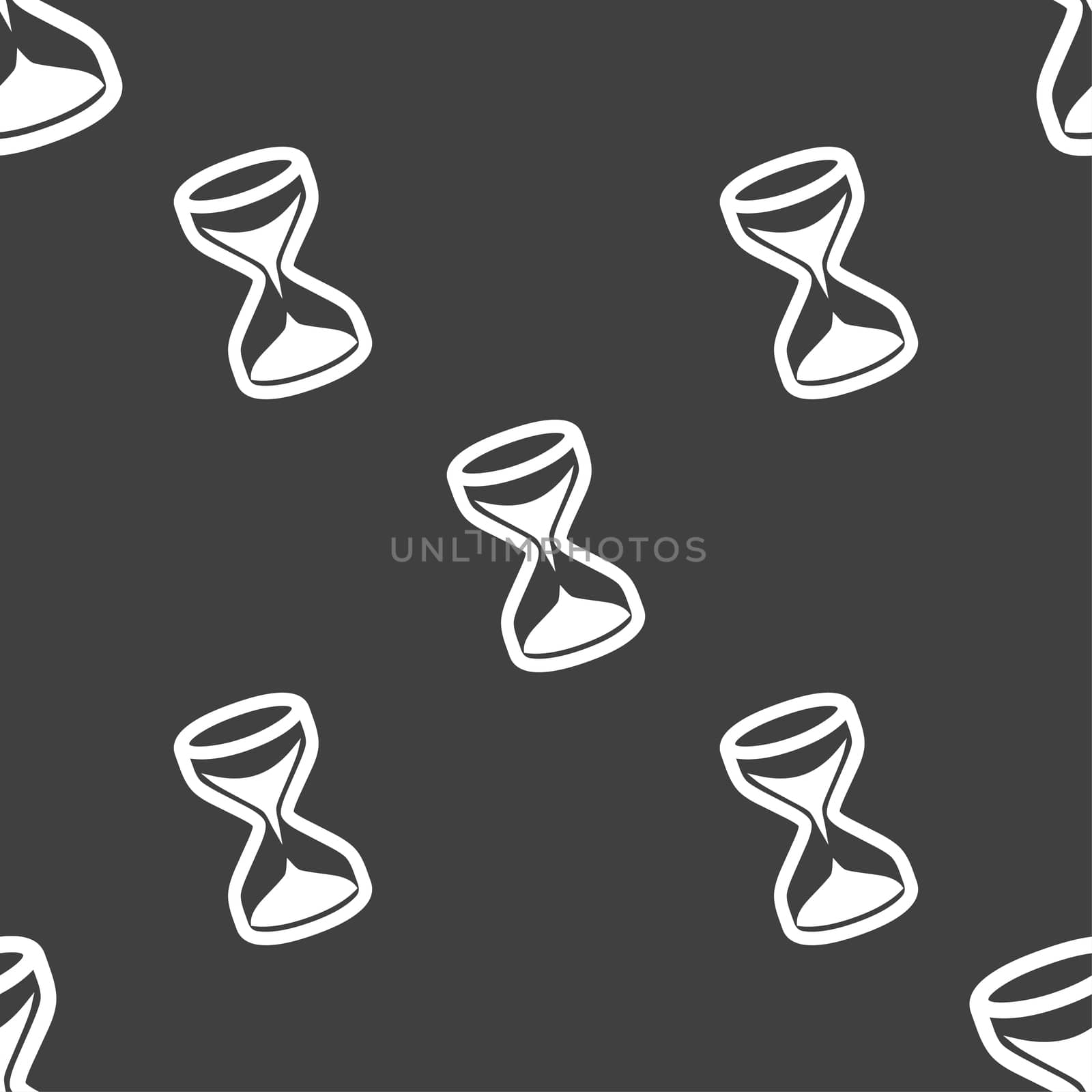 hourglass icon sign. Seamless pattern on a gray background. illustration