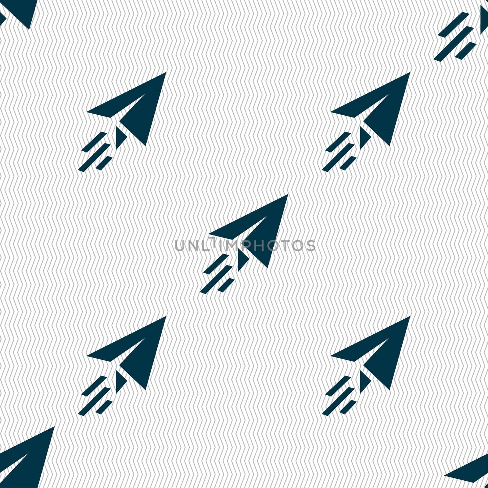 Paper airplane icon sign. Seamless pattern with geometric texture.  by serhii_lohvyniuk