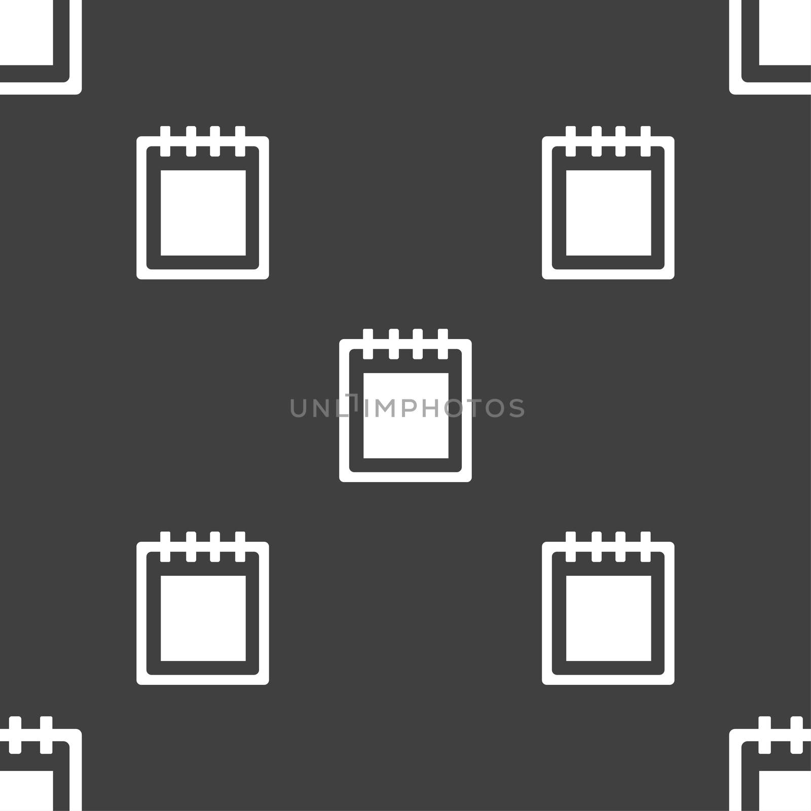Notepad icon sign. Seamless pattern on a gray background. illustration