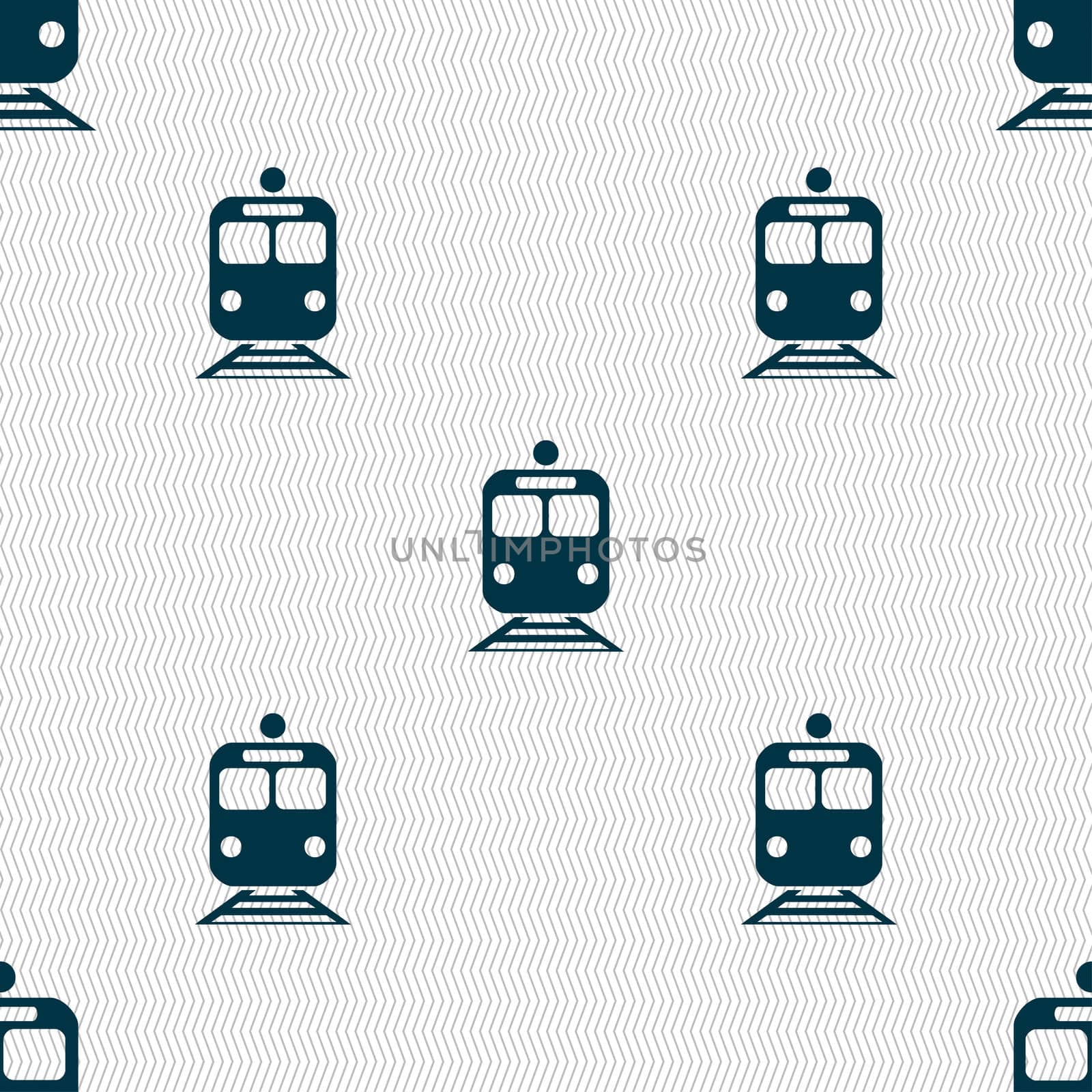 train icon sign. Seamless pattern with geometric texture.  by serhii_lohvyniuk