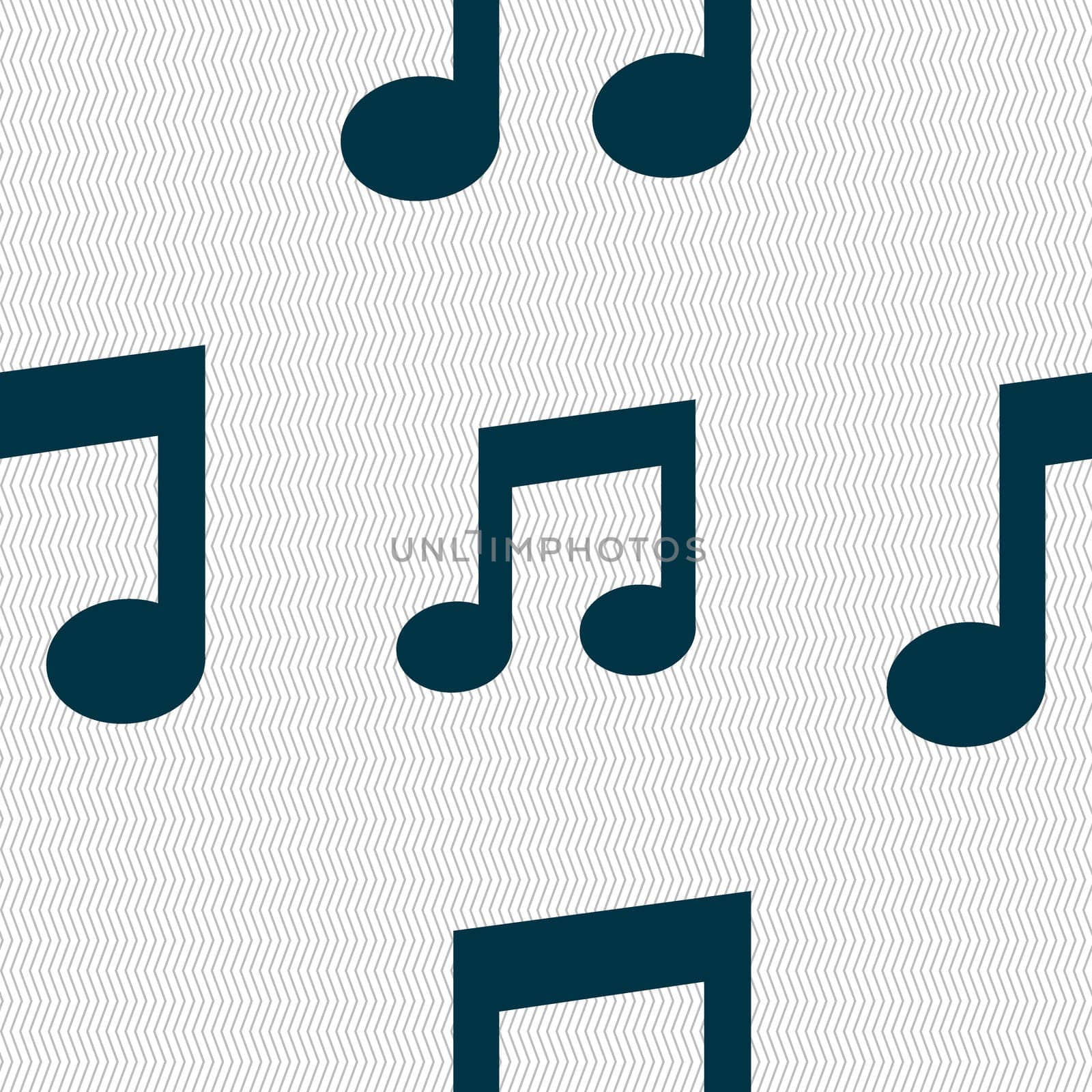 Music note sign icon. Musical symbol. Seamless abstract background with geometric shapes.  by serhii_lohvyniuk