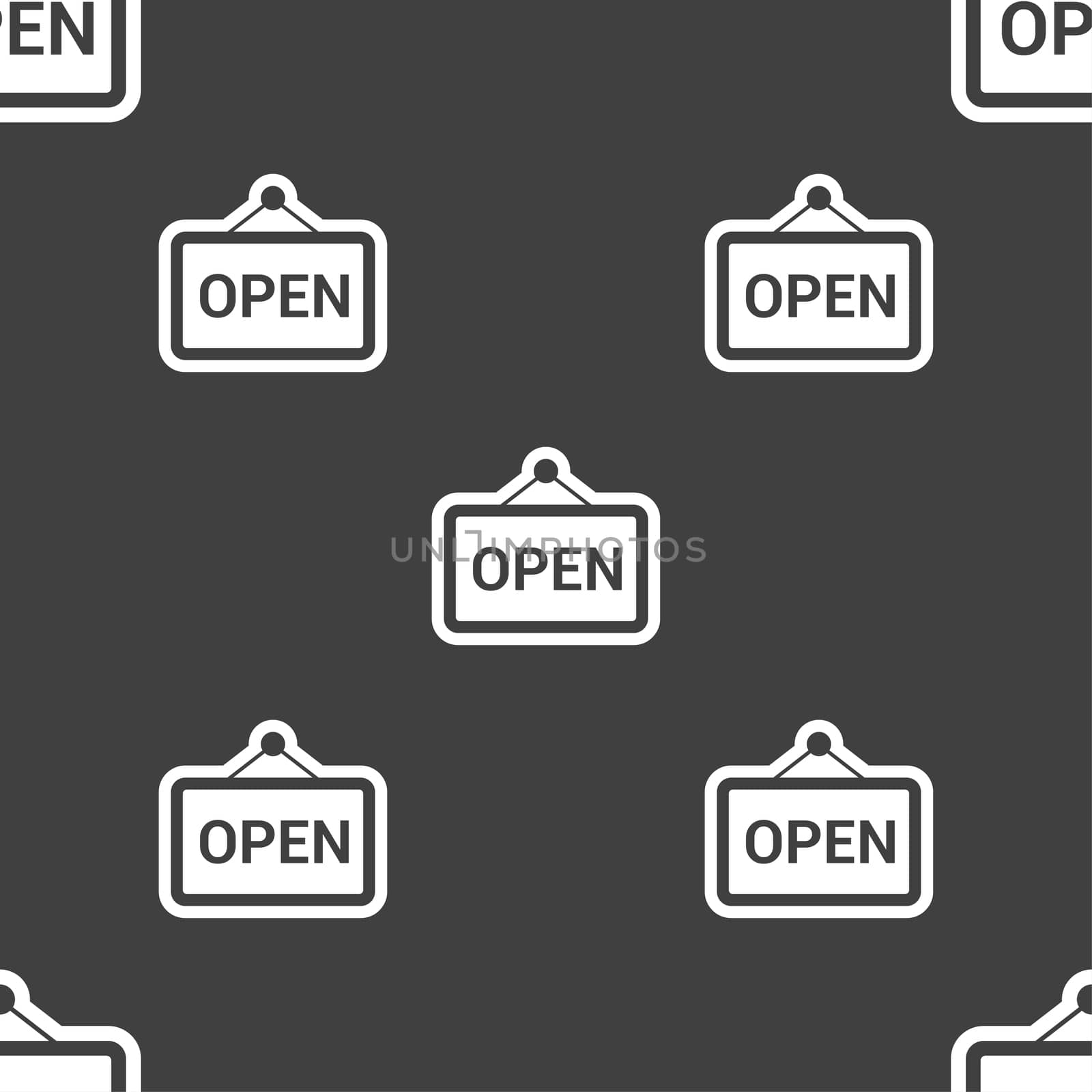 open icon sign. Seamless pattern on a gray background.  by serhii_lohvyniuk