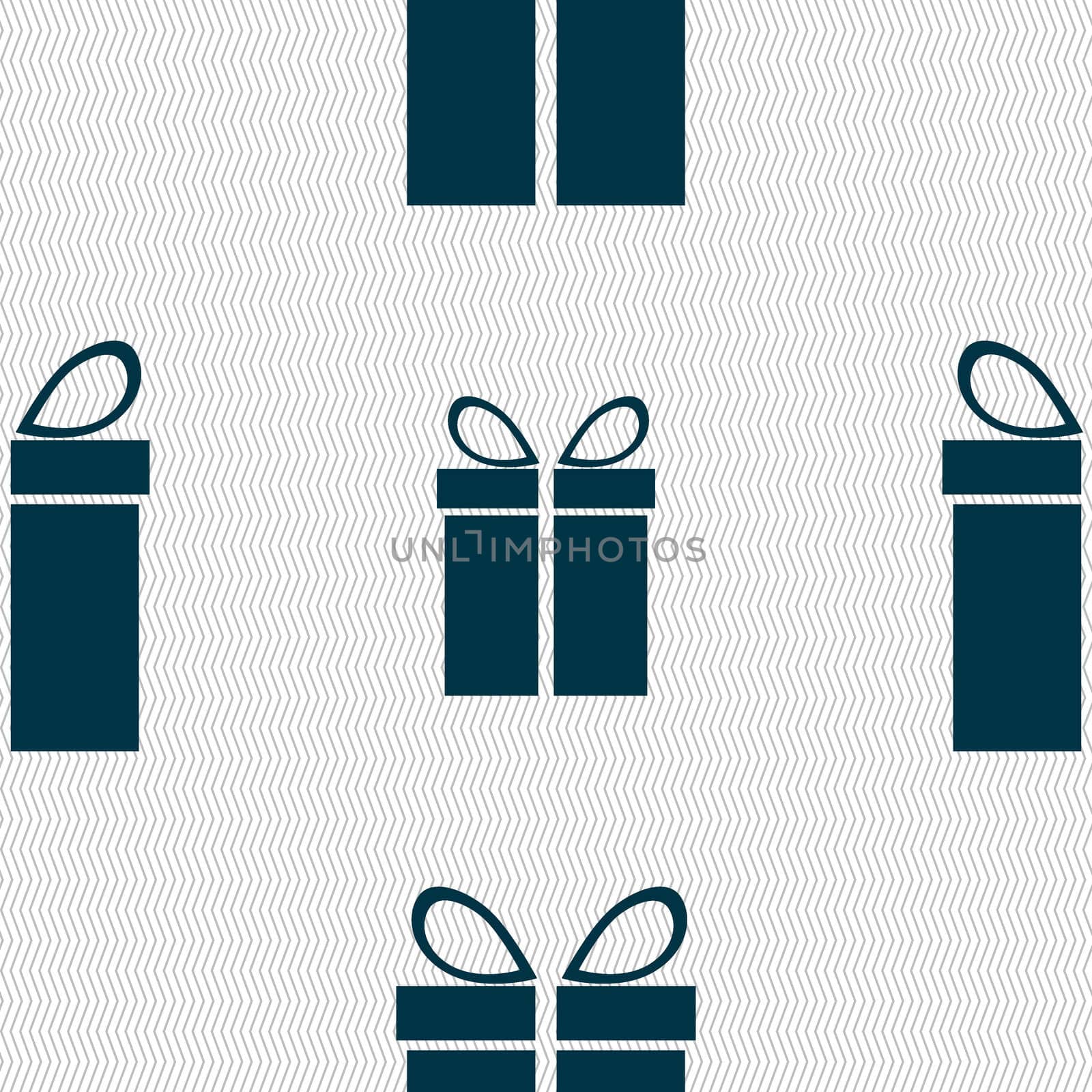 Gift box sign icon. Present symbol. Seamless abstract background with geometric shapes. illustration