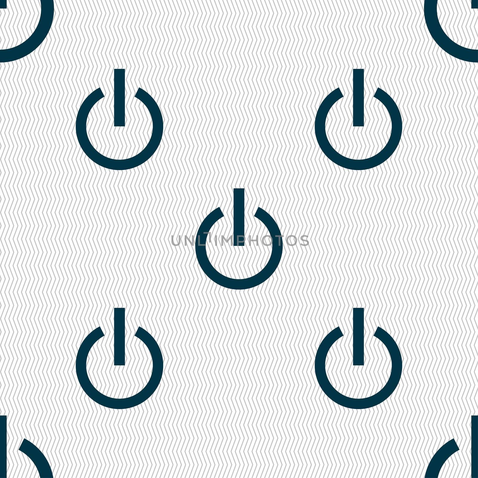 Power icon sign. Seamless pattern with geometric texture. illustration