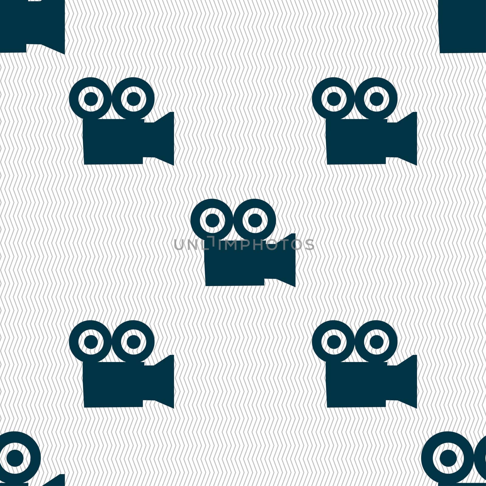 video camera icon sign. Seamless pattern with geometric texture. illustration