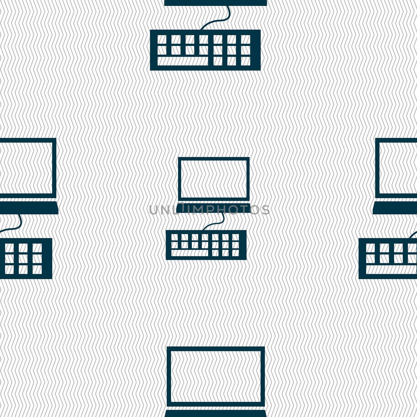 Computer monitor and keyboard Icon. Seamless abstract background with geometric shapes.  by serhii_lohvyniuk