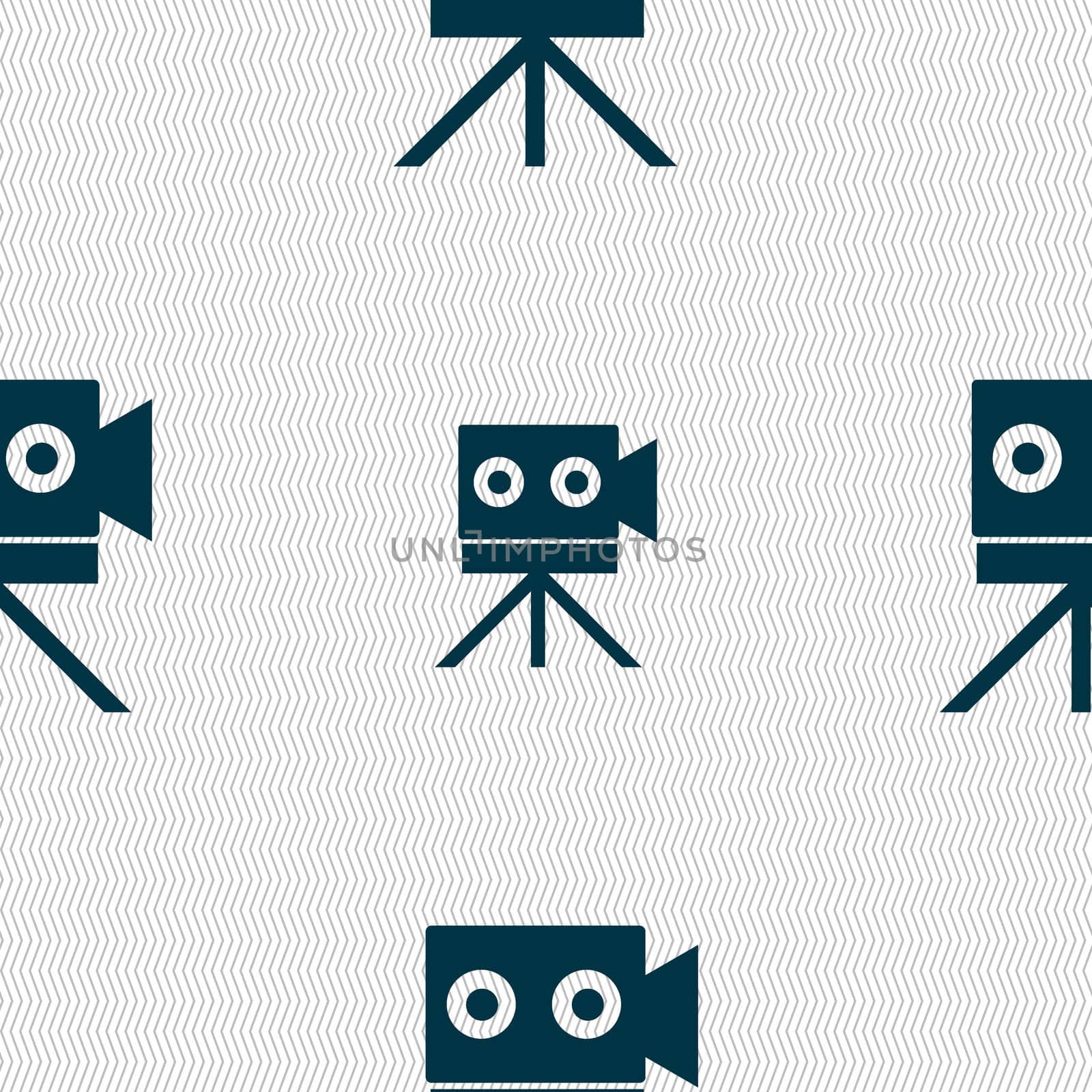 Video camera sign icon.content button. Seamless abstract background with geometric shapes. illustration