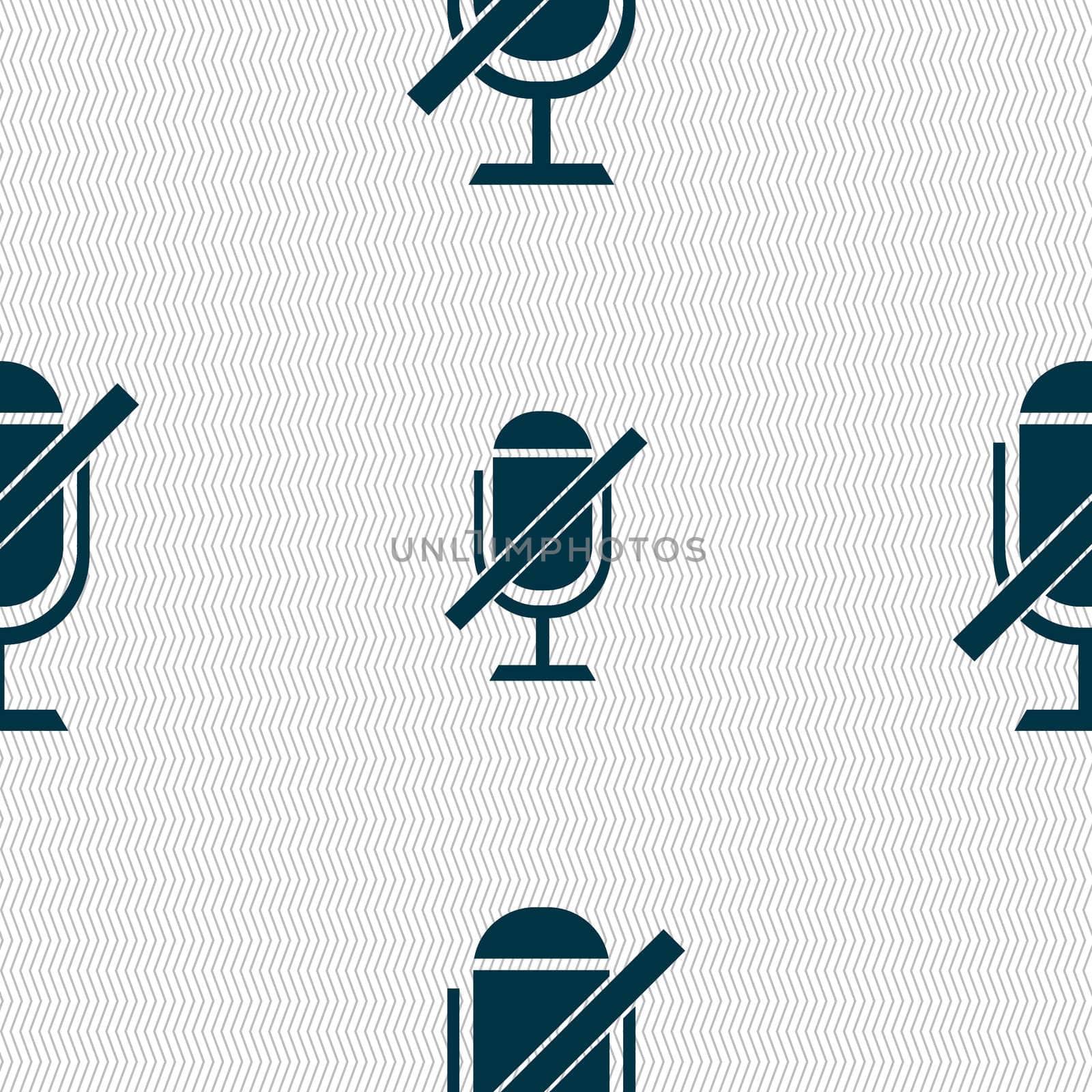 No Microphone sign icon. Speaker symbol. Seamless abstract background with geometric shapes.  by serhii_lohvyniuk