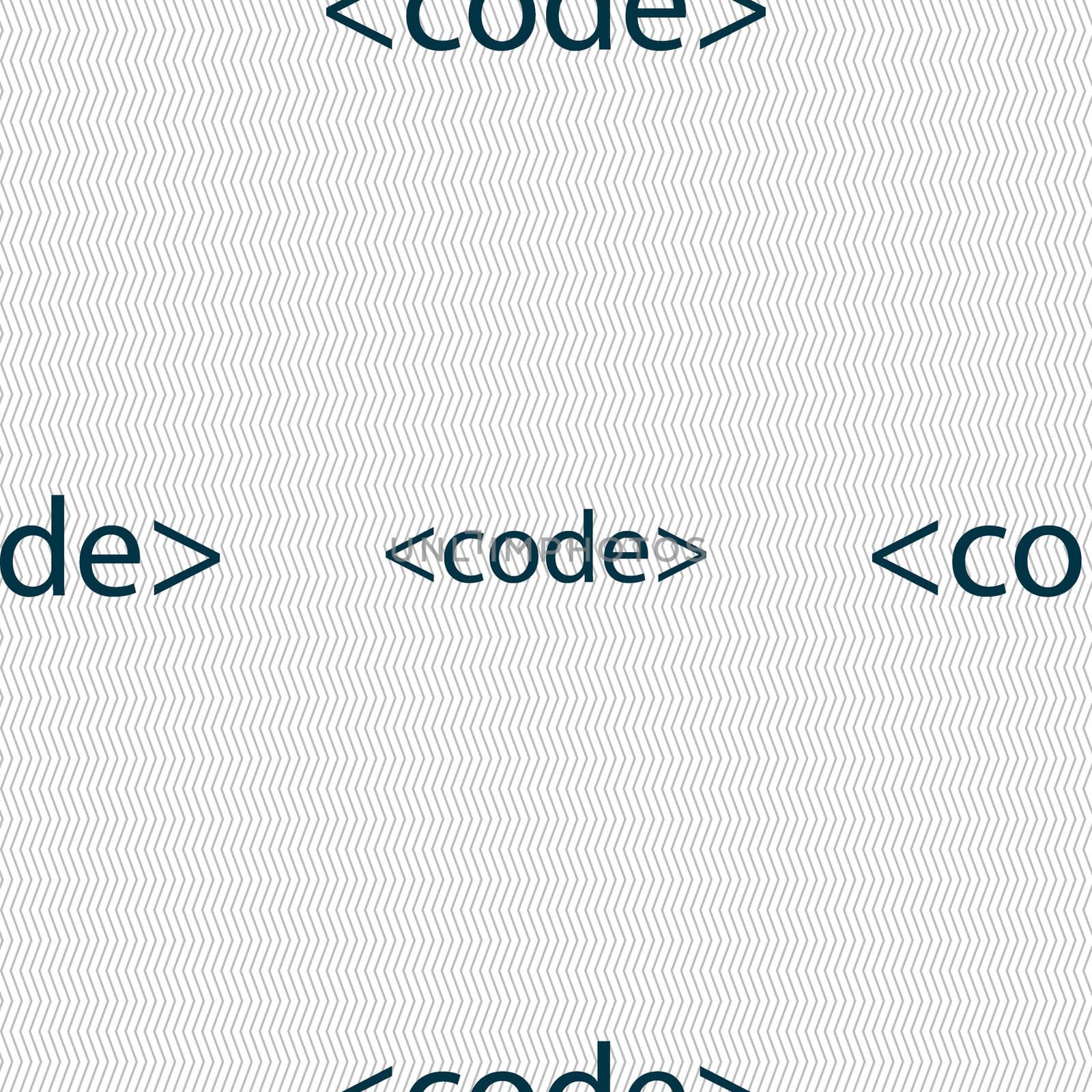 Code sign icon. Programming language symbol. Seamless abstract background with geometric shapes. illustration