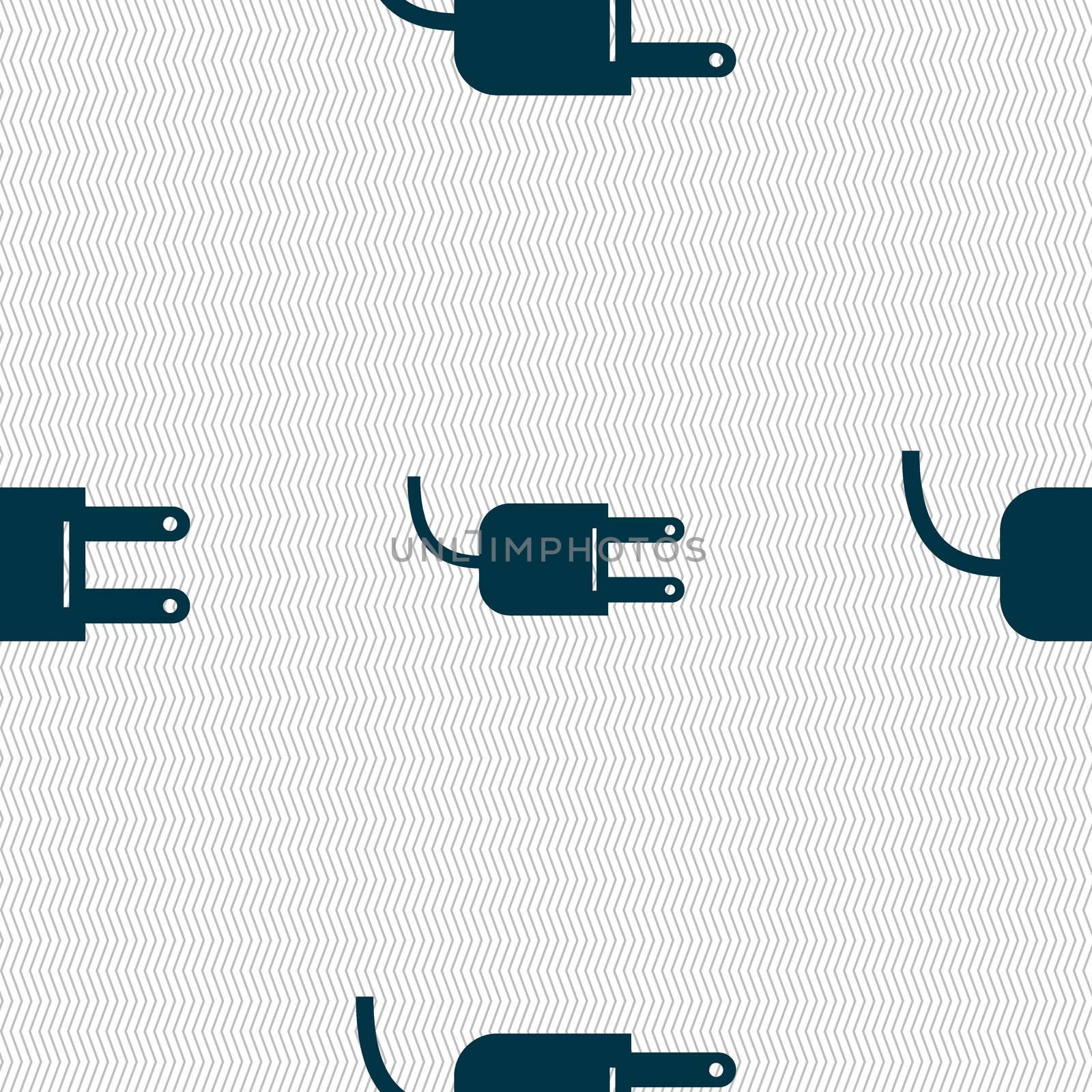 Electric plug sign icon. Power energy symbol. Seamless abstract background with geometric shapes.  by serhii_lohvyniuk