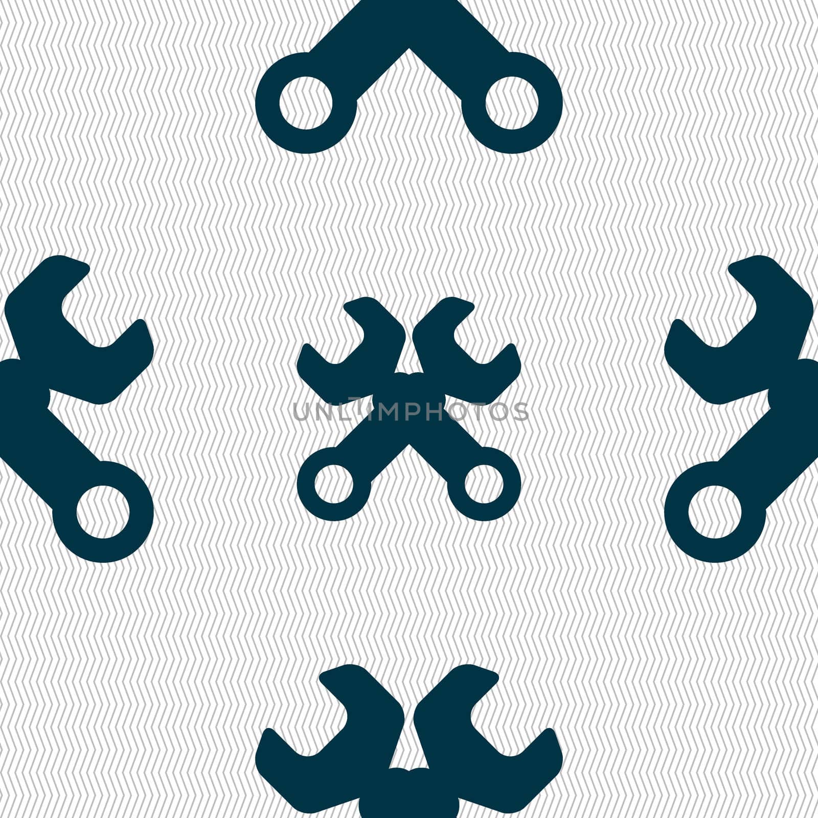 Wrench key sign icon. Service tool symbol. Seamless abstract background with geometric shapes.  by serhii_lohvyniuk