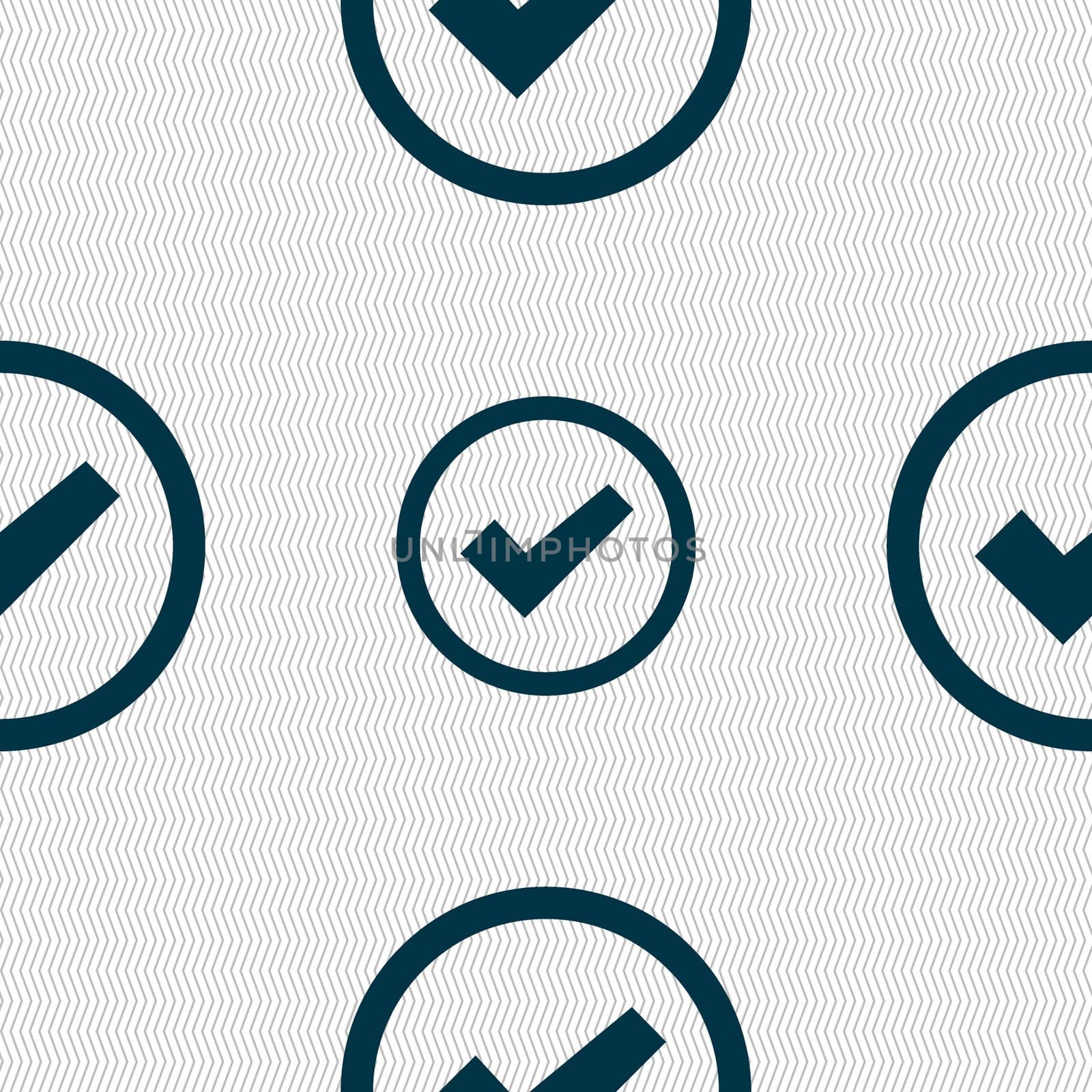 Check mark sign icon . Confirm approved symbol. Seamless abstract background with geometric shapes.  by serhii_lohvyniuk