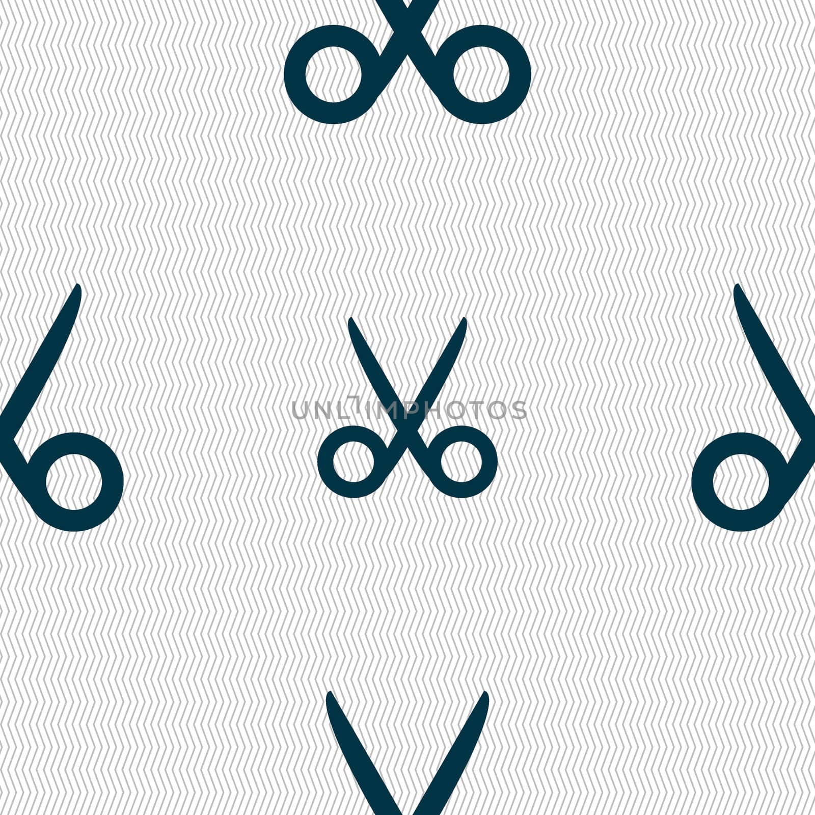 Scissors hairdresser sign icon. Tailor symbol. Seamless abstract background with geometric shapes.  by serhii_lohvyniuk