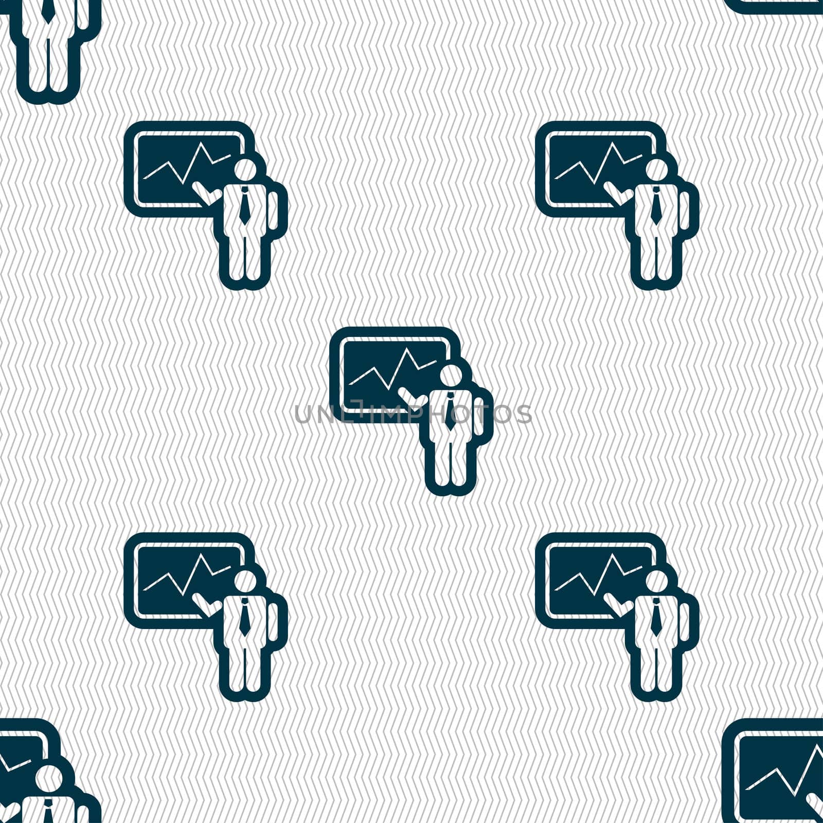 businessman making report icon sign. Seamless pattern with geometric texture.  by serhii_lohvyniuk