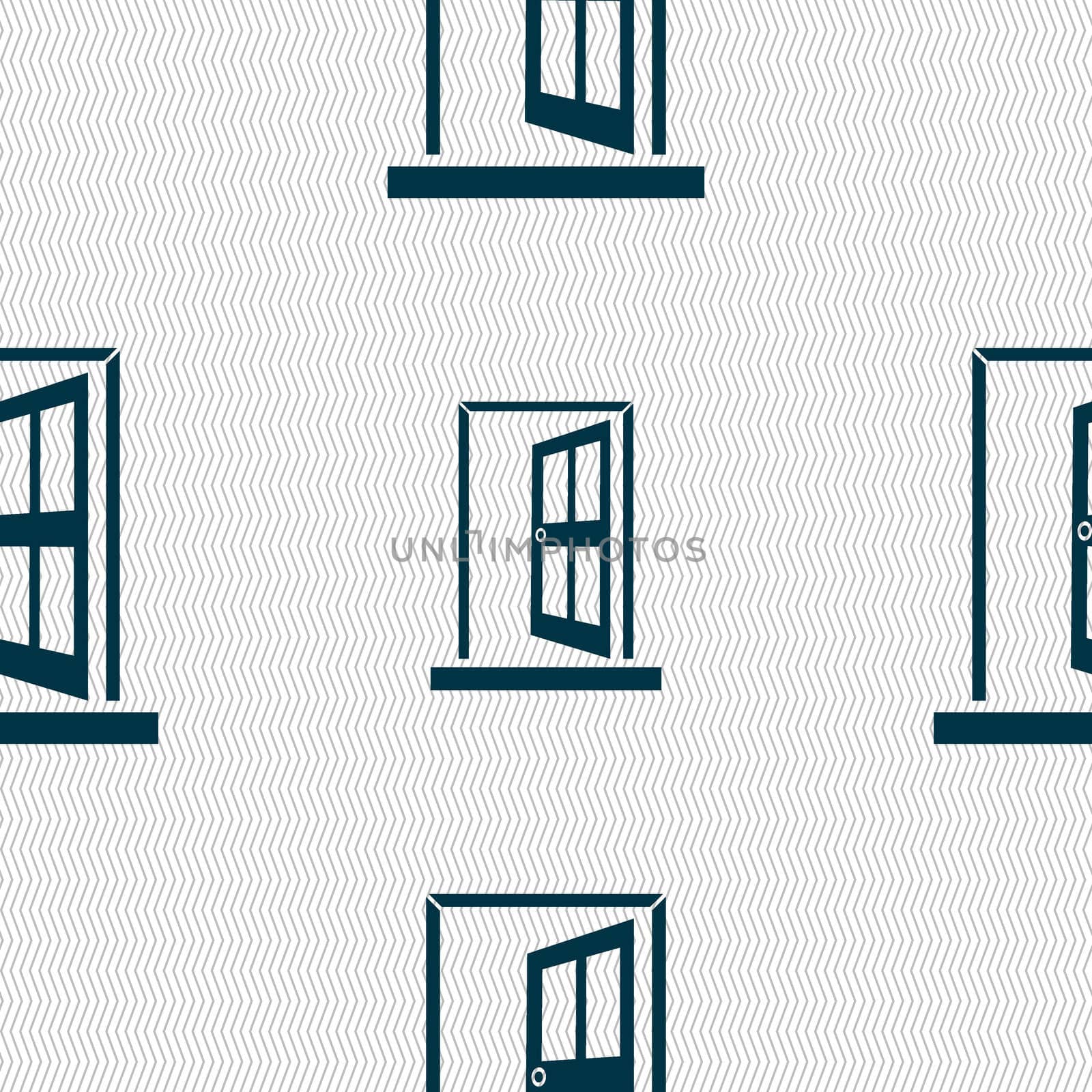 Door, Enter or exit icon sign. Seamless abstract background with geometric shapes. illustration