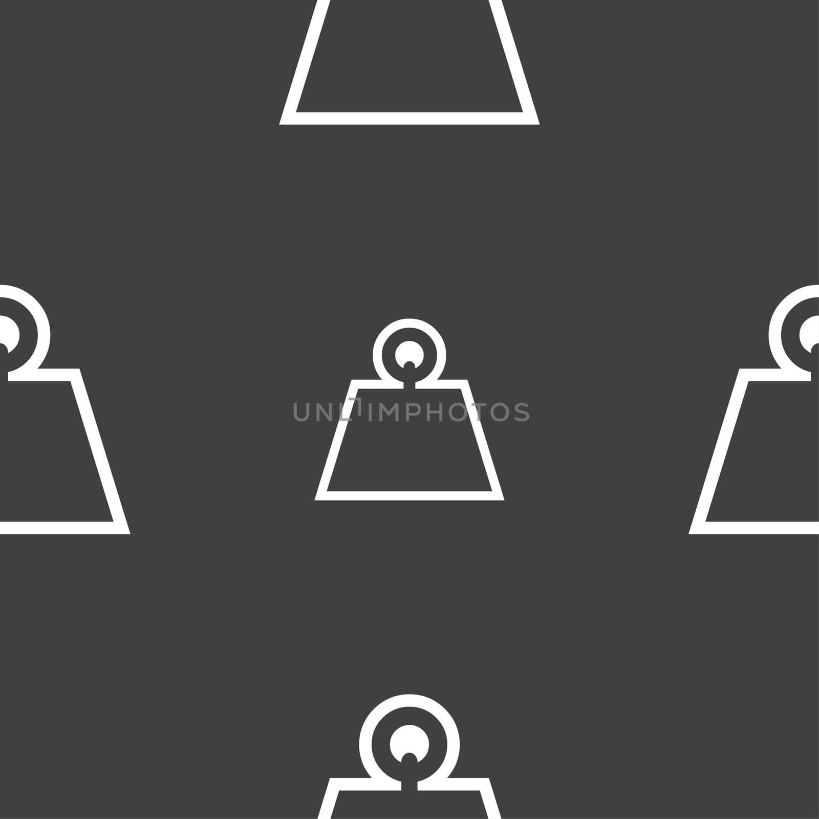 Weight icon sign. Seamless pattern on a gray background. illustration