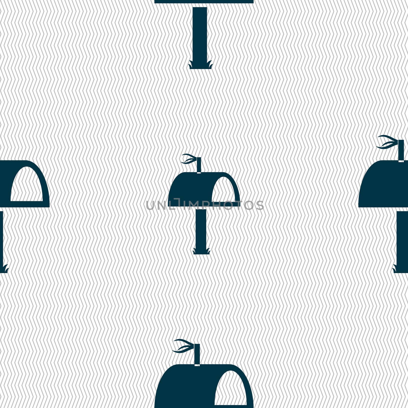Mailbox icon sign. Seamless abstract background with geometric shapes. illustration