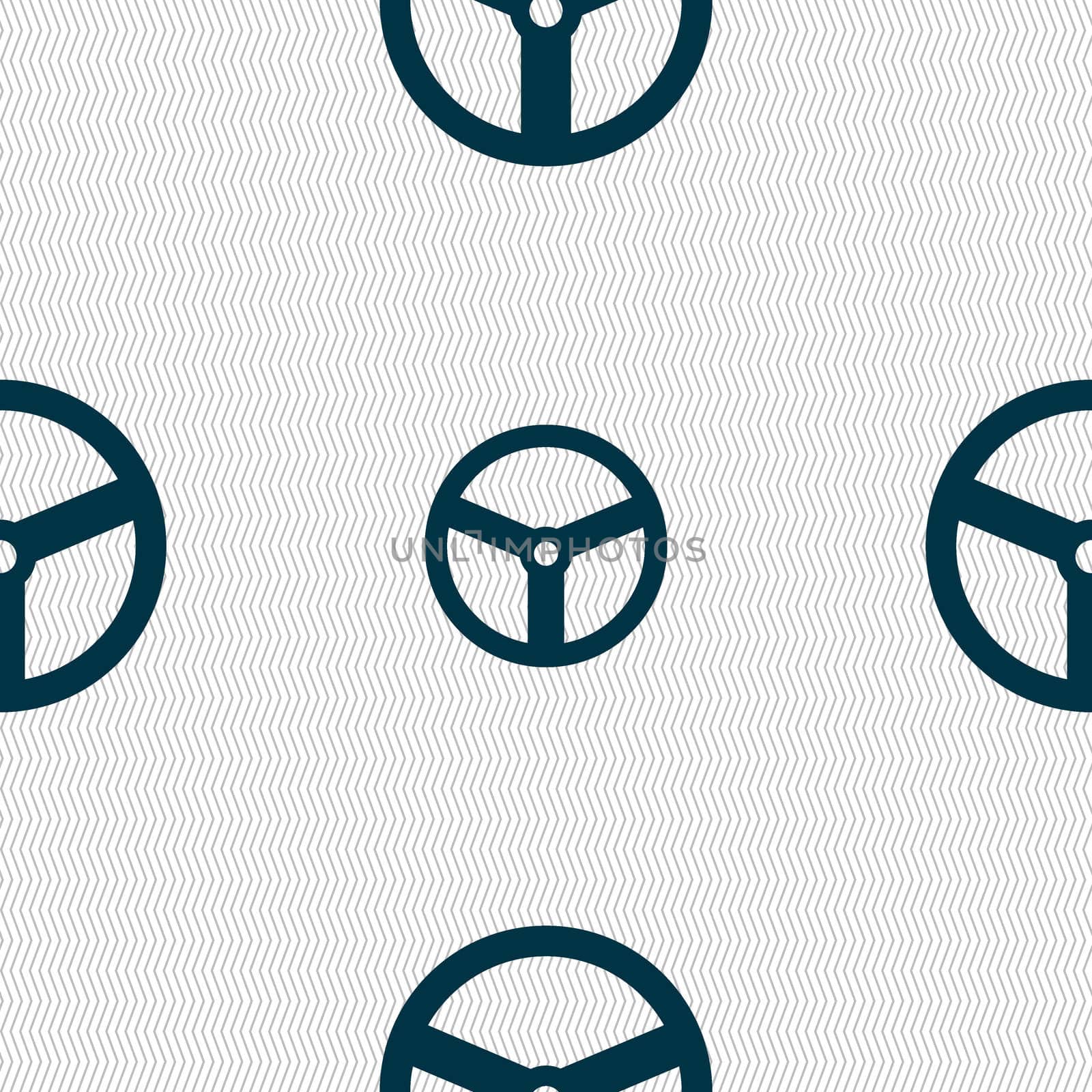 Steering wheel icon sign. Seamless abstract background with geometric shapes.  by serhii_lohvyniuk