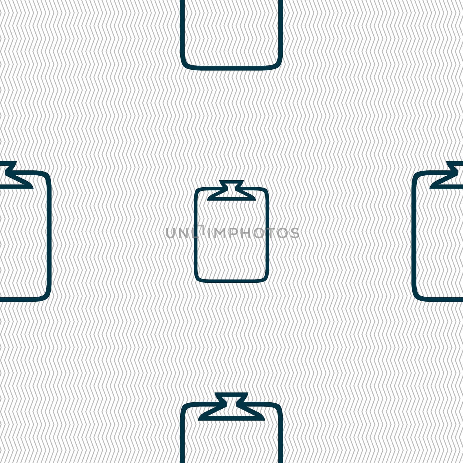 File annex icon. Paper clip symbol. Attach sign. Seamless abstract background with geometric shapes. illustration