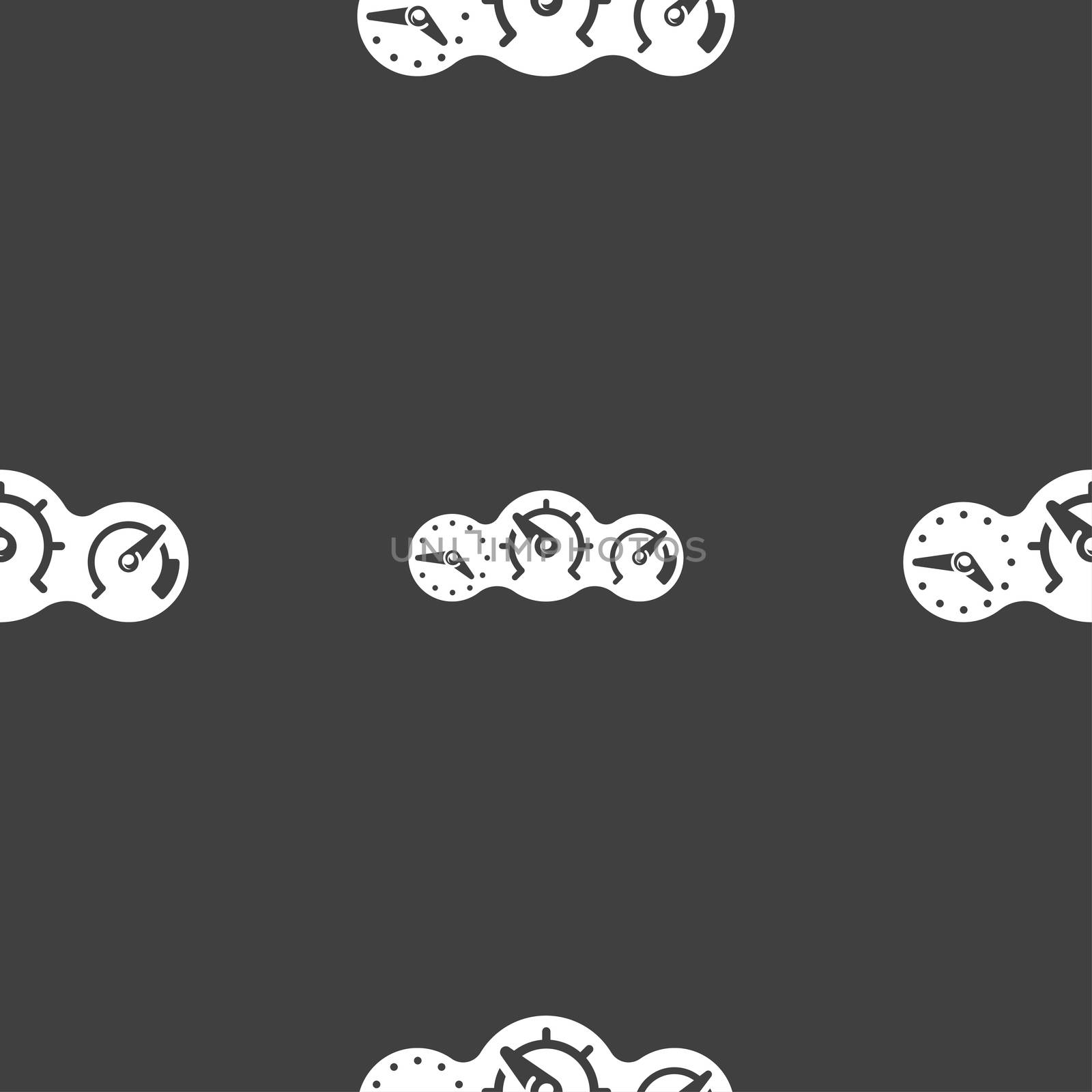 speed, speedometer icon sign. Seamless pattern on a gray background. illustration