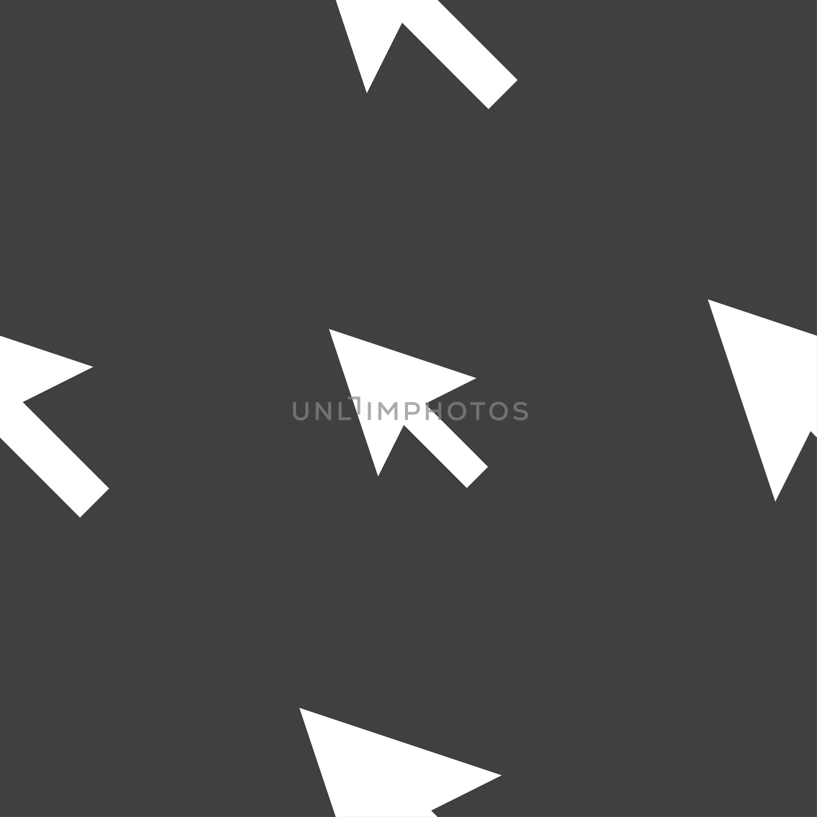 arrow cursor, computer mouse icon sign. Seamless pattern on a gray background. illustration