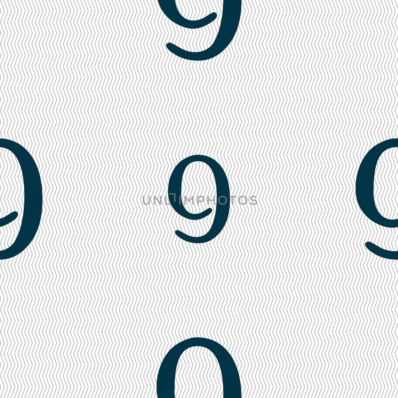 number Nine icon sign. Seamless abstract background with geometric shapes. illustration