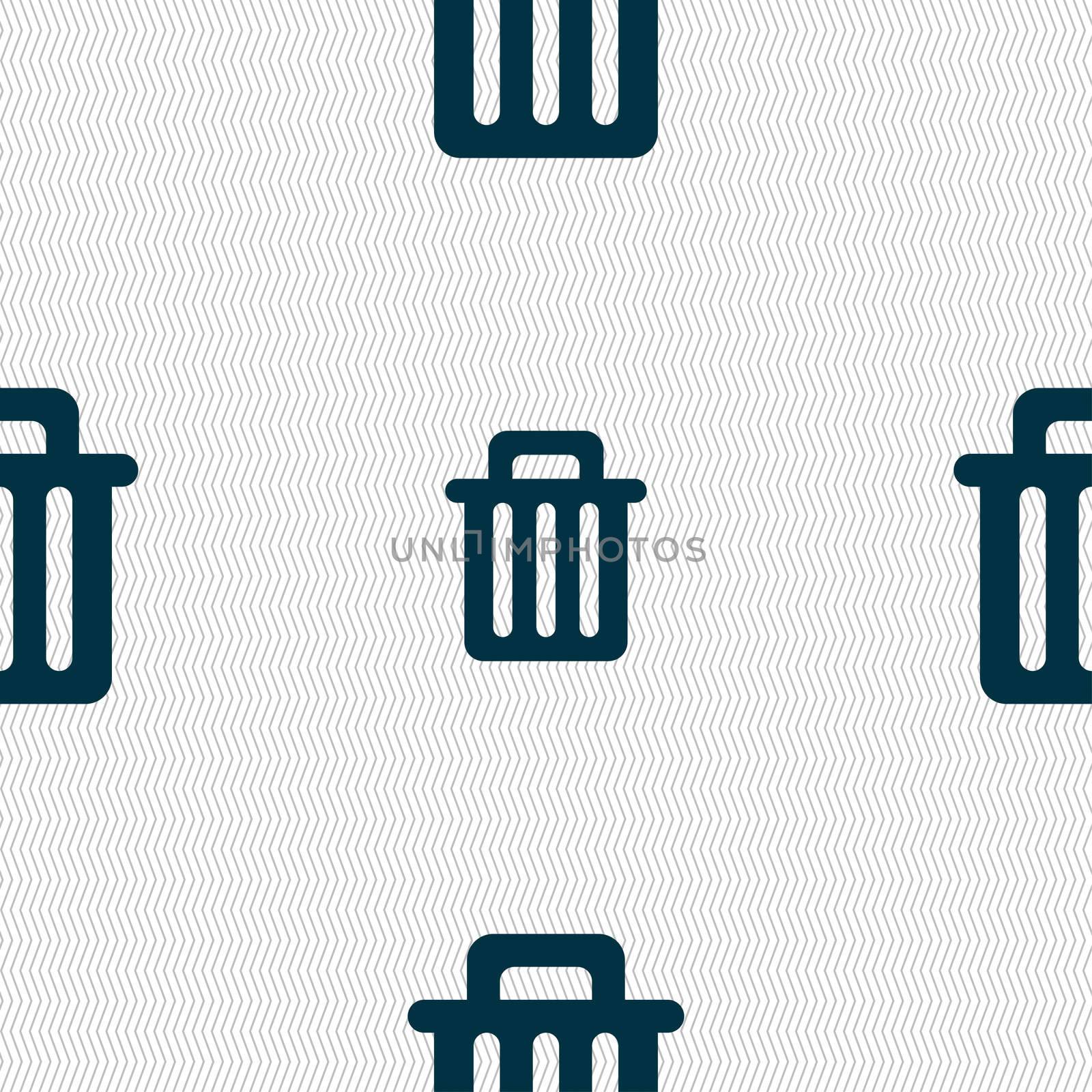 Recycle bin icon sign. Seamless pattern with geometric texture. illustration