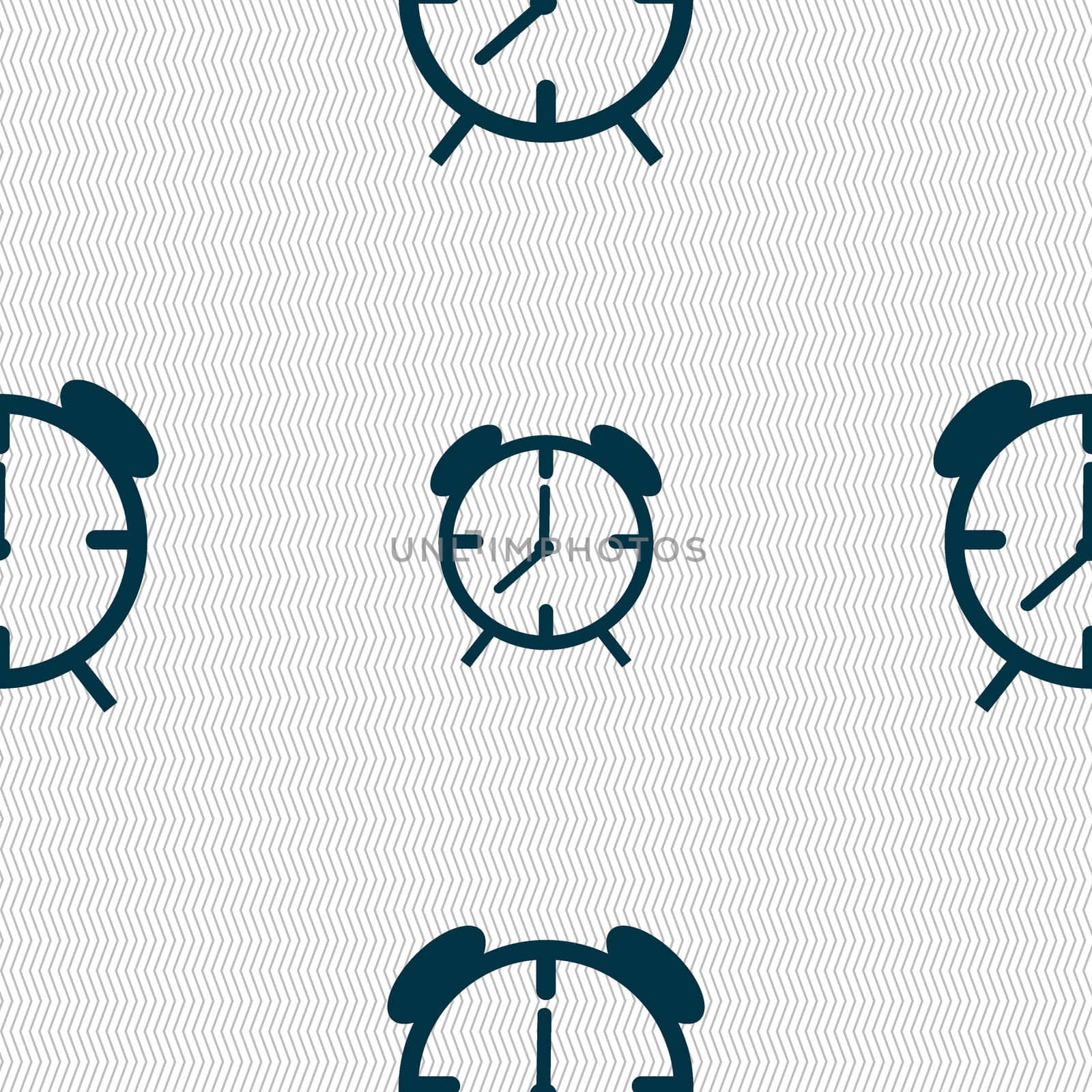 Alarm clock sign icon. Wake up alarm symbol. Seamless abstract background with geometric shapes. illustration