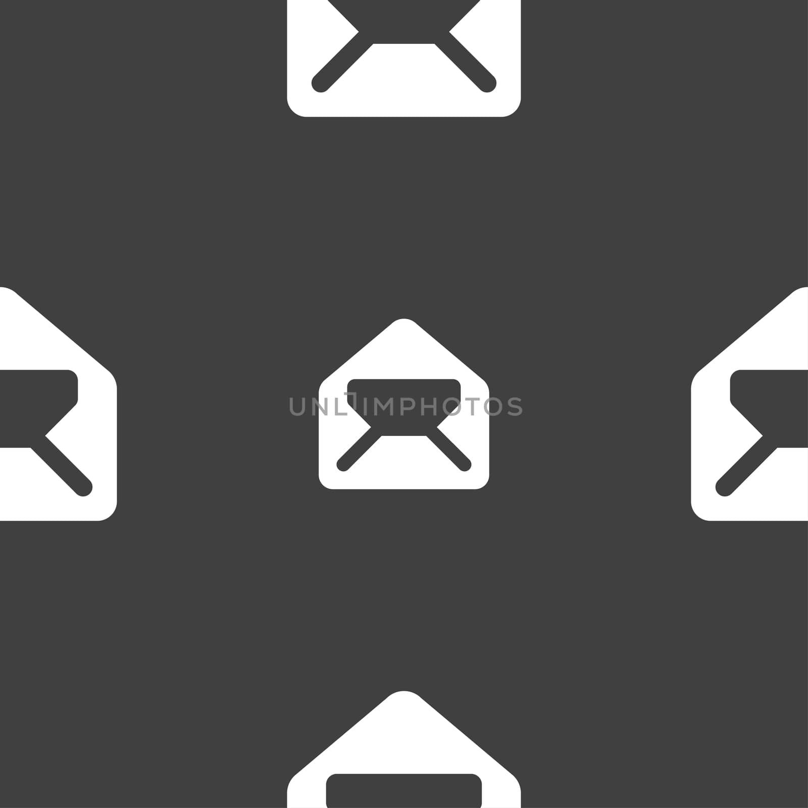 Mail, envelope, letter icon sign. Seamless pattern on a gray background. illustration