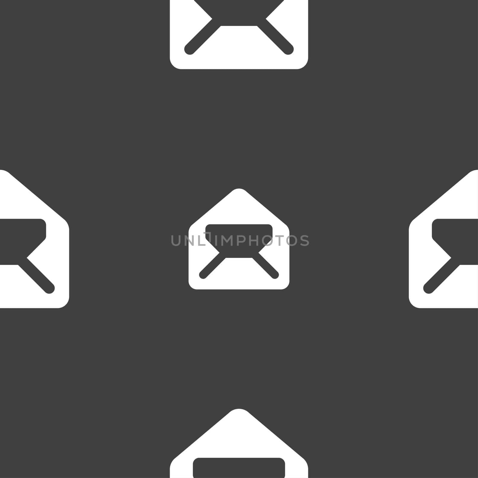 Mail, envelope, letter icon sign. Seamless pattern on a gray background.  by serhii_lohvyniuk