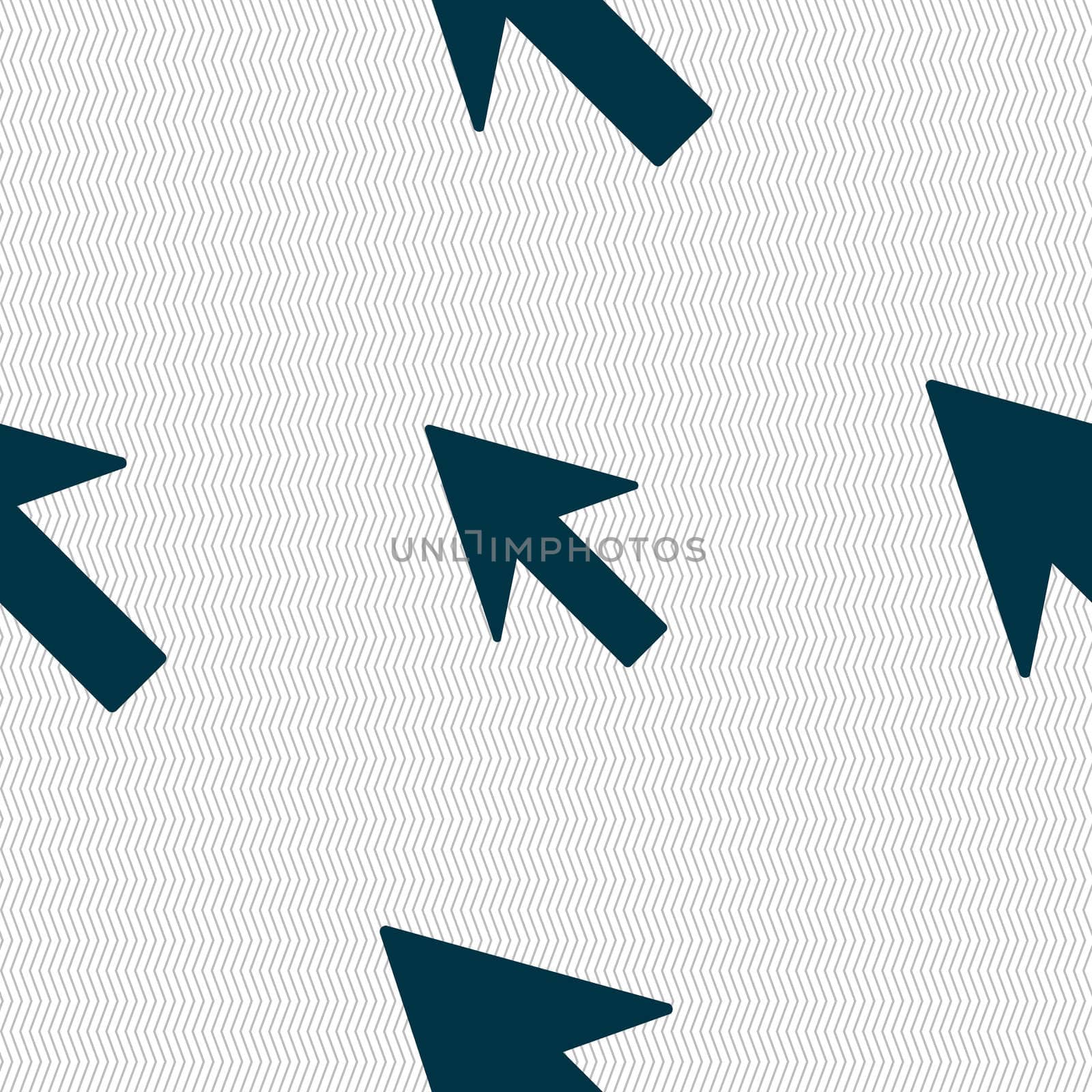 Cursor, arrow icon sign. Seamless abstract background with geometric shapes. illustration