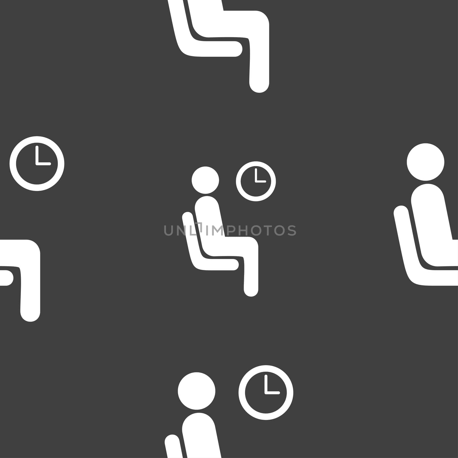 waiting icon sign. Seamless pattern on a gray background.  by serhii_lohvyniuk