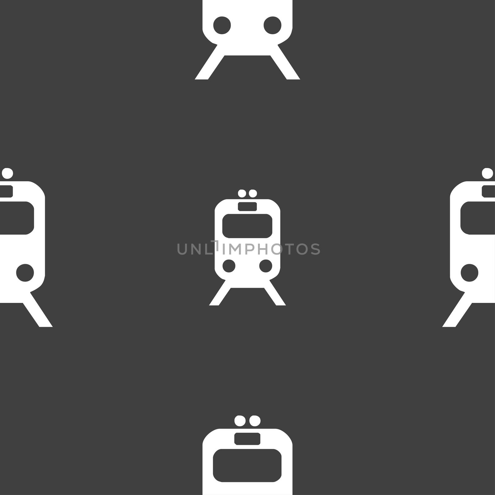 train icon sign. Seamless pattern on a gray background.  by serhii_lohvyniuk