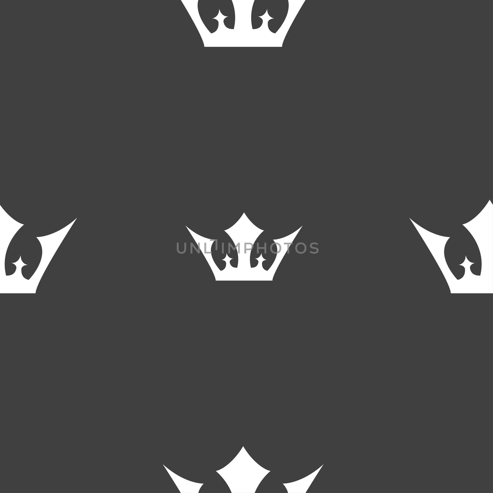 Crown icon sign. Seamless pattern on a gray background. illustration