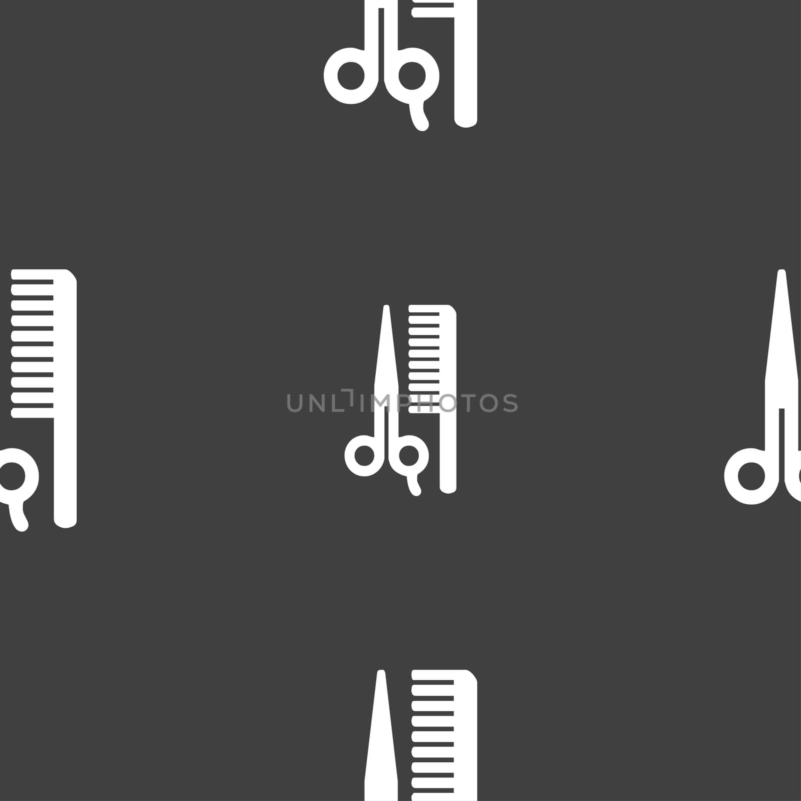 hair icon sign. Seamless pattern on a gray background.  by serhii_lohvyniuk