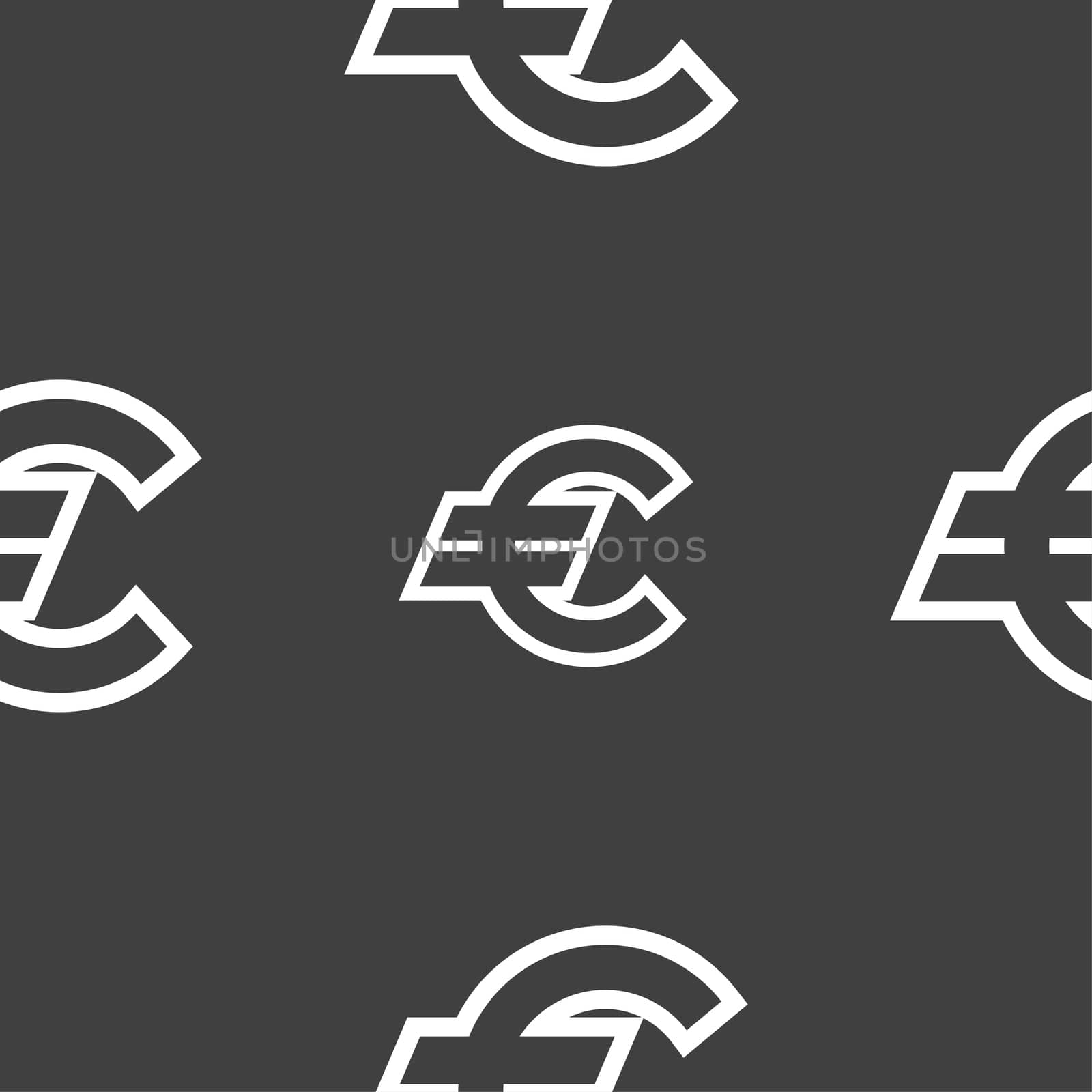Euro EUR icon sign. Seamless pattern on a gray background. illustration